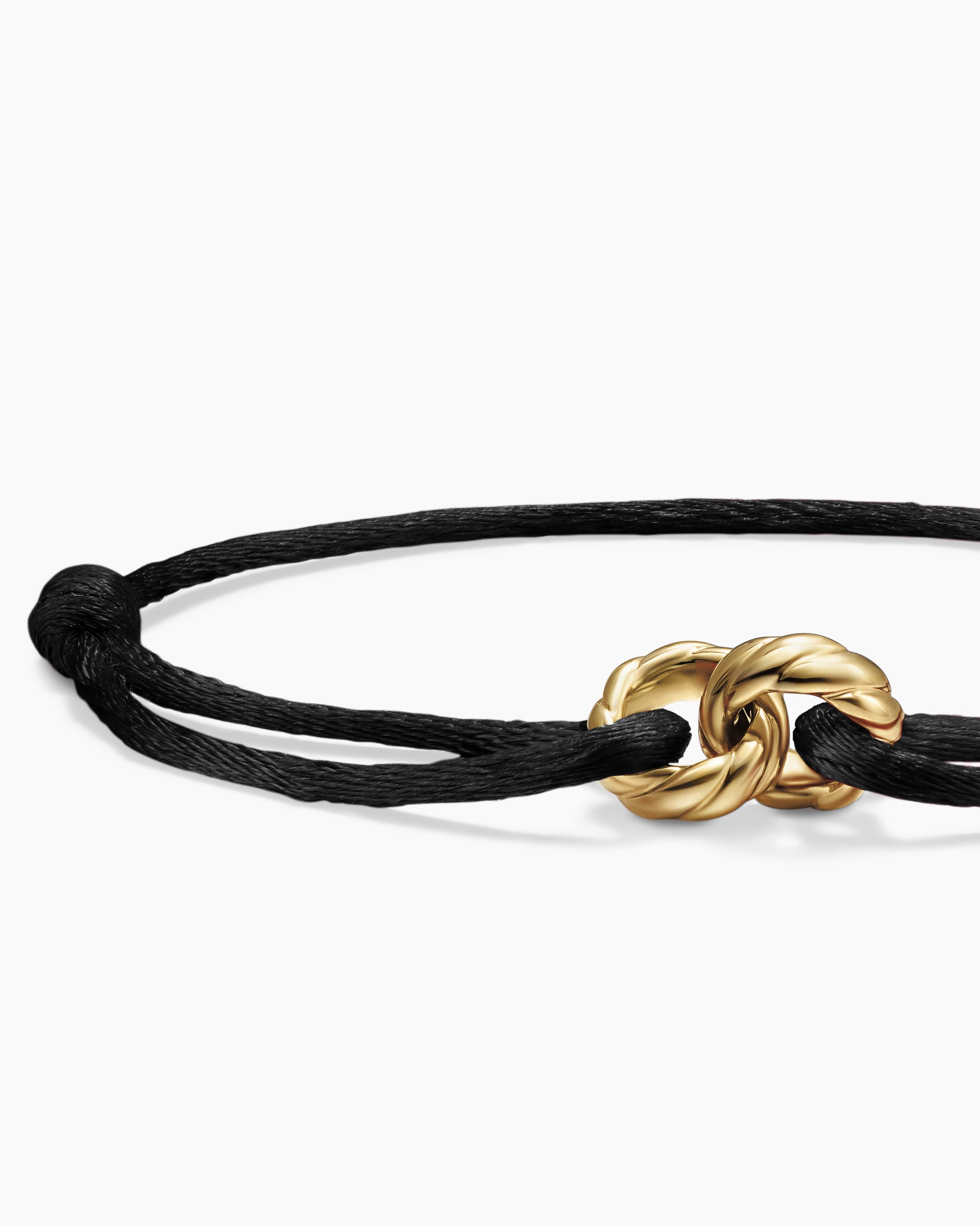 Sculpted Cable Linked Cord Bracelet in Black Nylon with 18K Yellow Gold, 8.7mm - Image 5