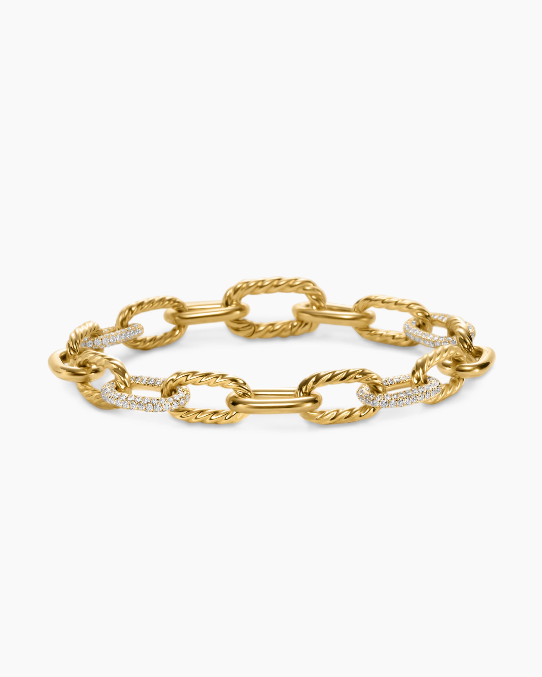 DY Madison Chain Bracelet in 18K Yellow Gold with Diamonds, 8.5mm