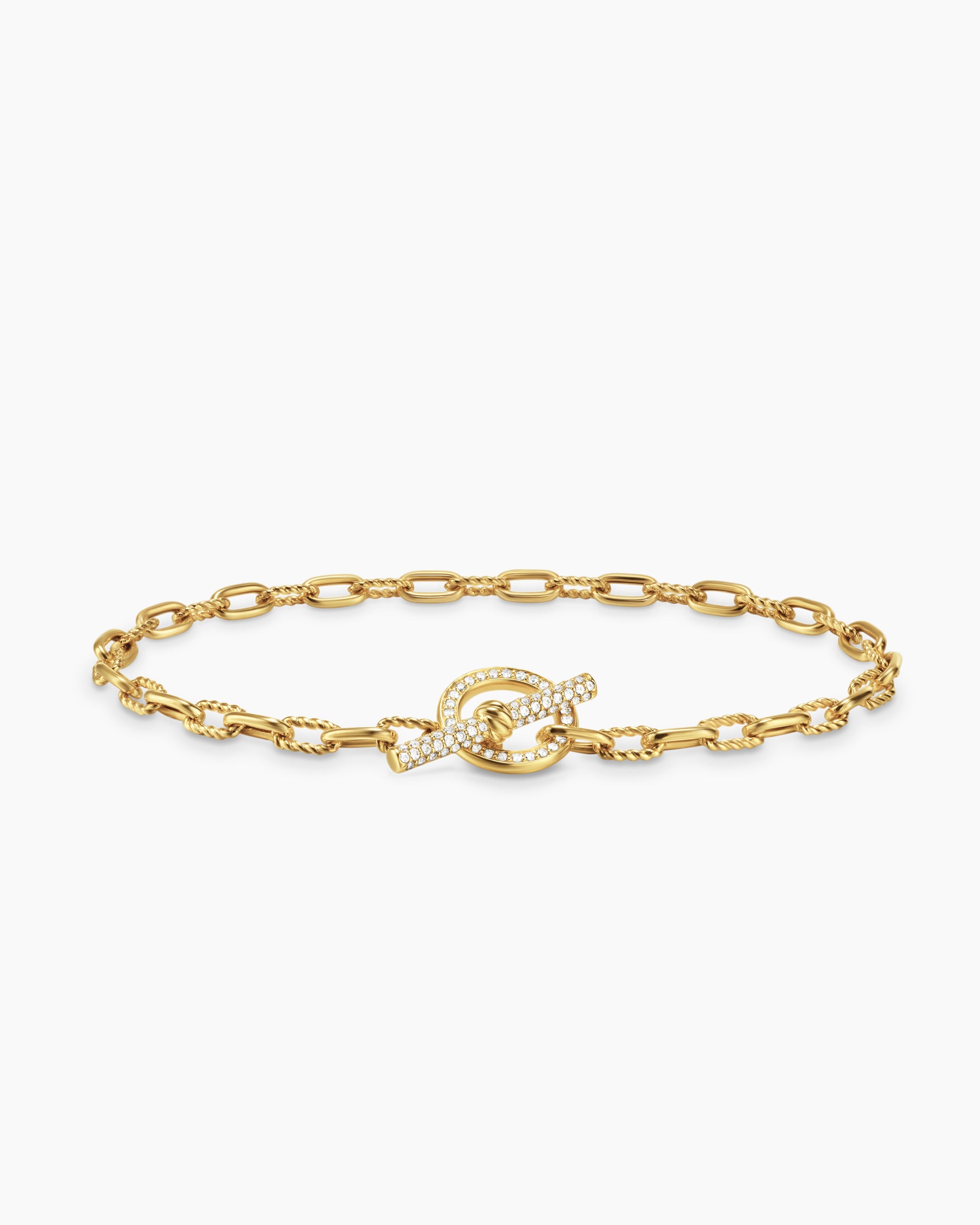 DY Madison Pavé Toggle Chain Bracelet in 18K Yellow Gold with Diamonds, 3mm