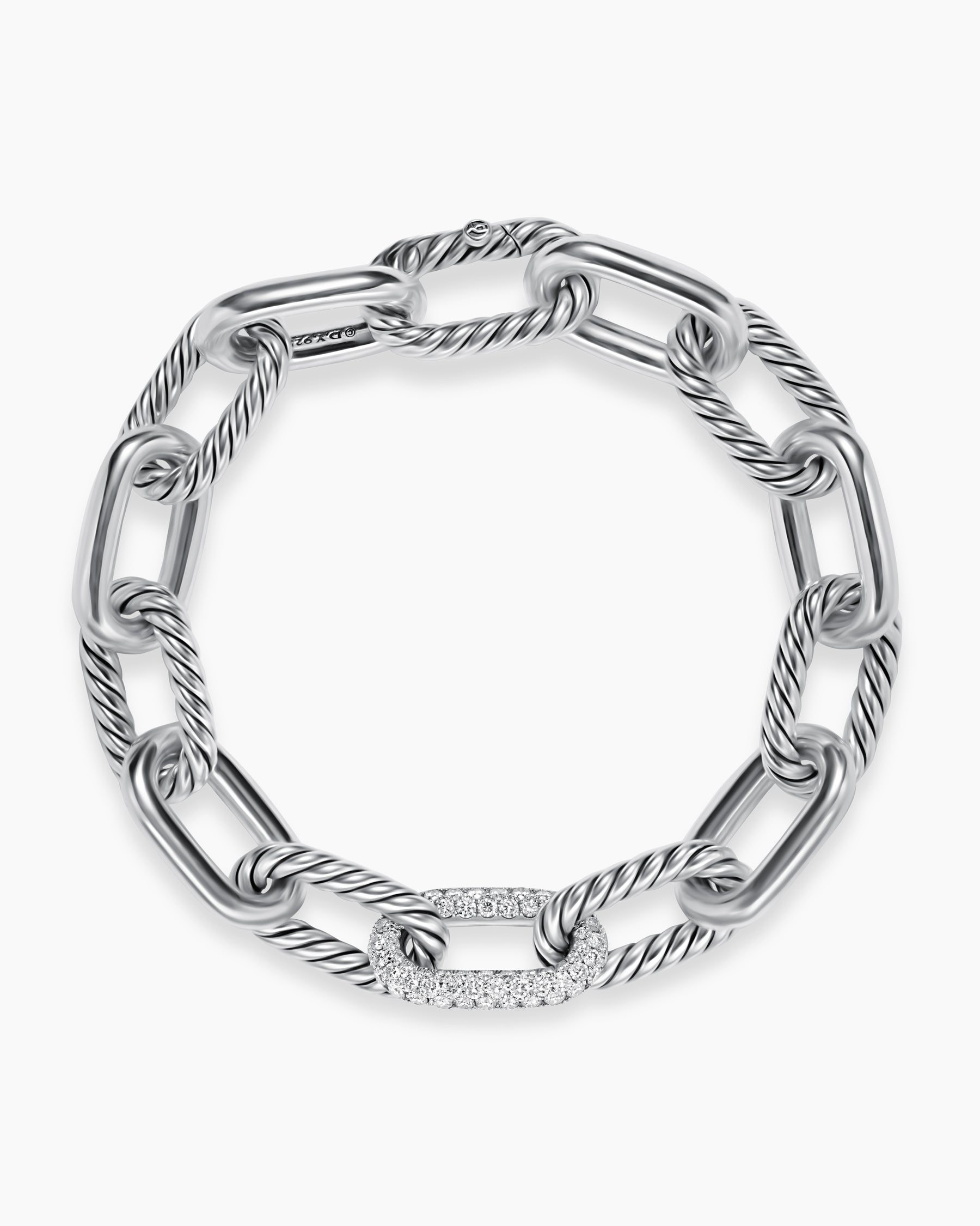 DY Madison Chain Bracelet in Sterling Silver with Diamonds, 11mm - Image 3