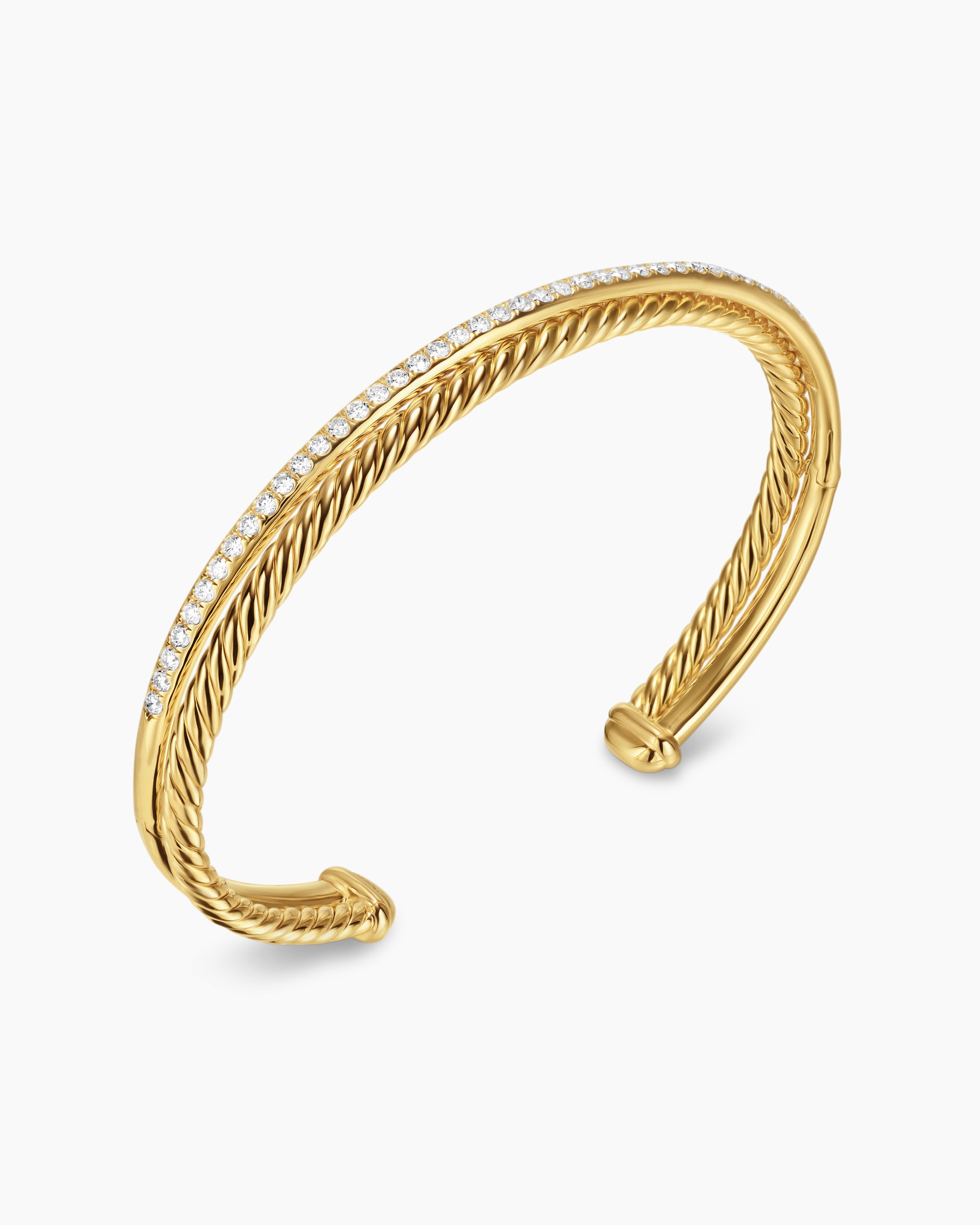 Crossover Two Row Bracelet in 18K Yellow Gold with Diamonds, 6mm - Image 3