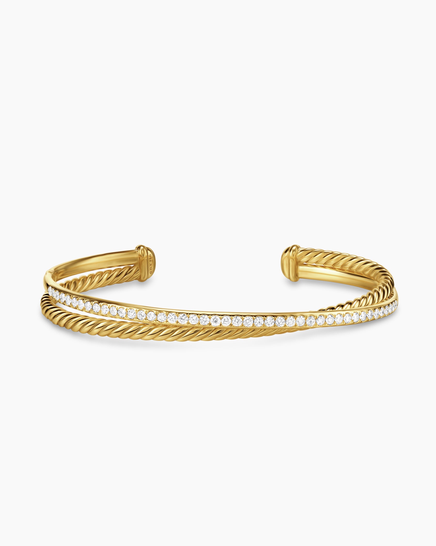 Crossover Two Row Bracelet in 18K Yellow Gold with Diamonds, 6mm - Image 4