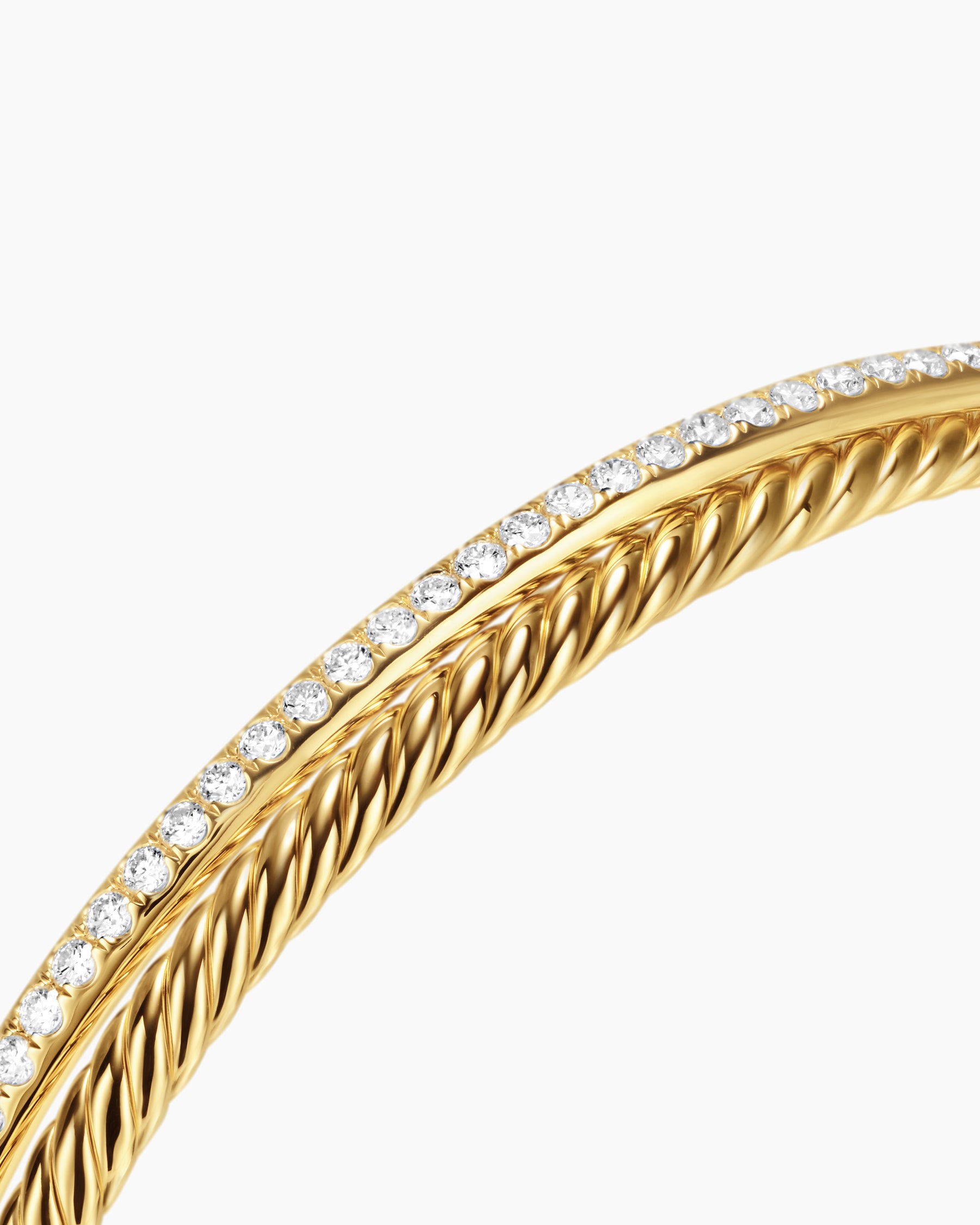 Crossover Two Row Bracelet in 18K Yellow Gold with Diamonds, 6mm - Image 5