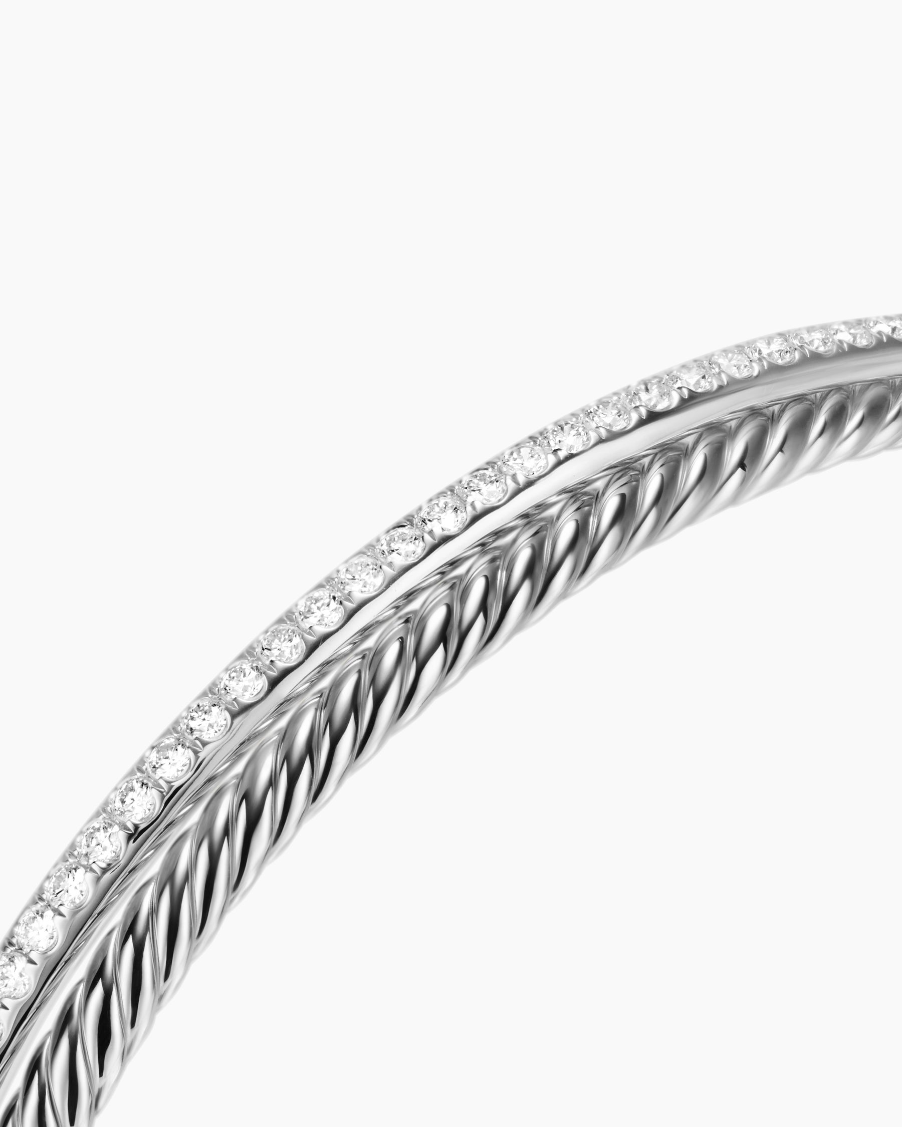 Crossover Two Row Bracelet in Sterling Silver with Diamonds, 6mm - Image 5