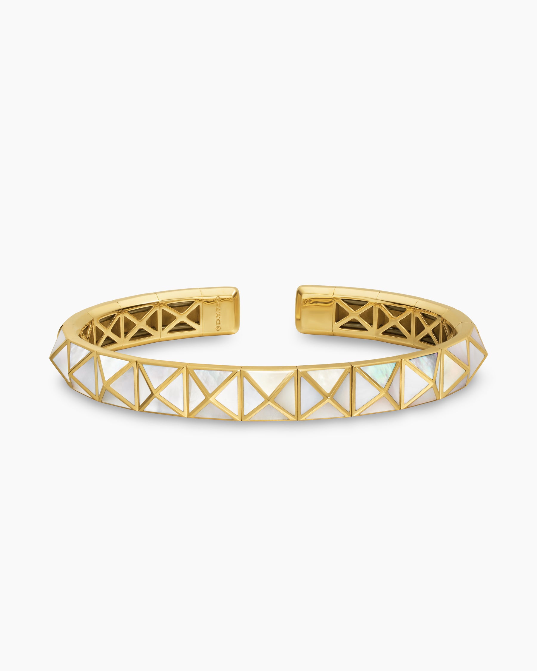 Pyramid Cuff Bracelet in 18K Yellow Gold with Mother of Pearl, 8mm - Image 4