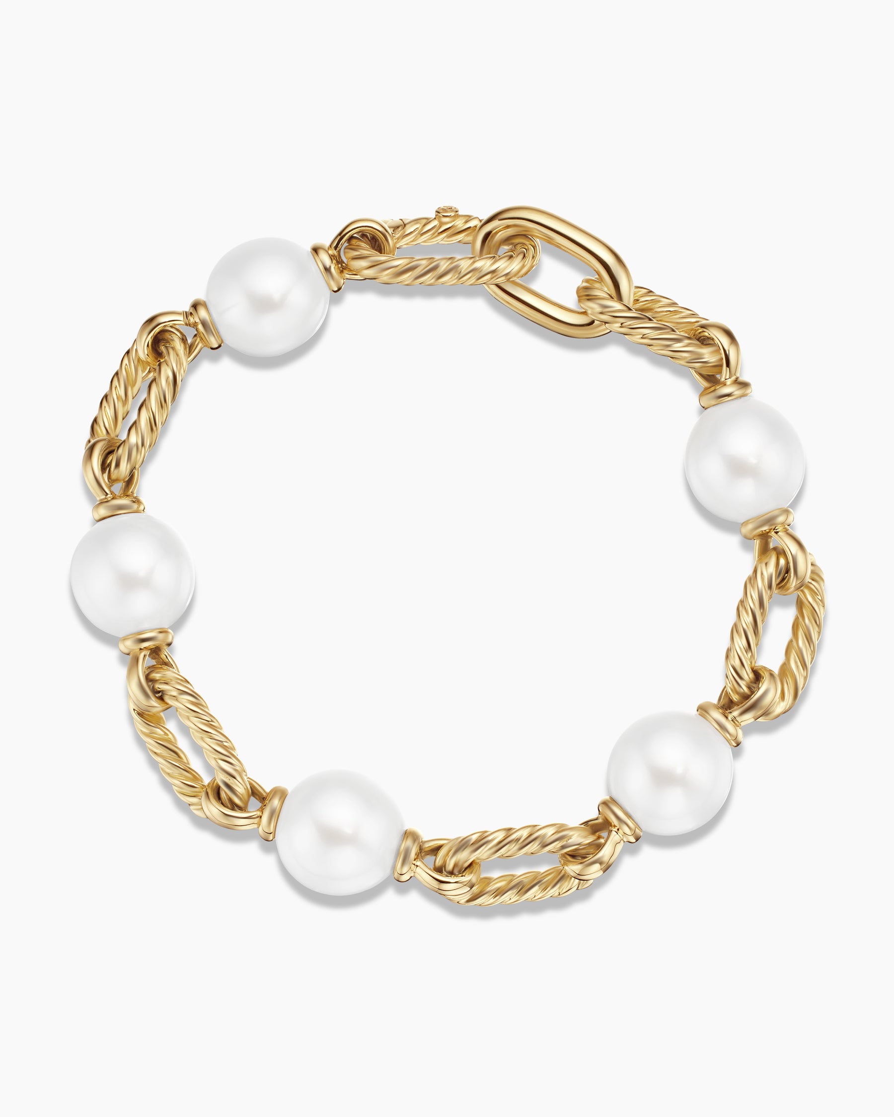 DY Madison Pearl Chain Bracelet in 18K Yellow Gold with Pearls, 11mm - Image 3