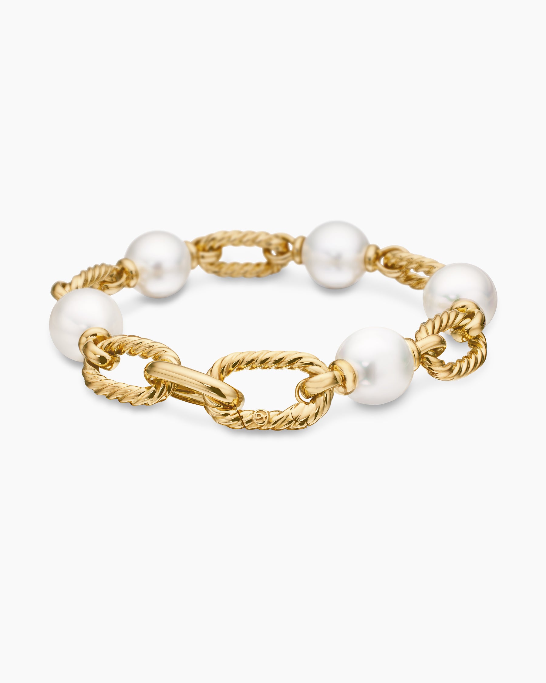 DY Madison Pearl Chain Bracelet in 18K Yellow Gold with Pearls, 11mm - Image 5