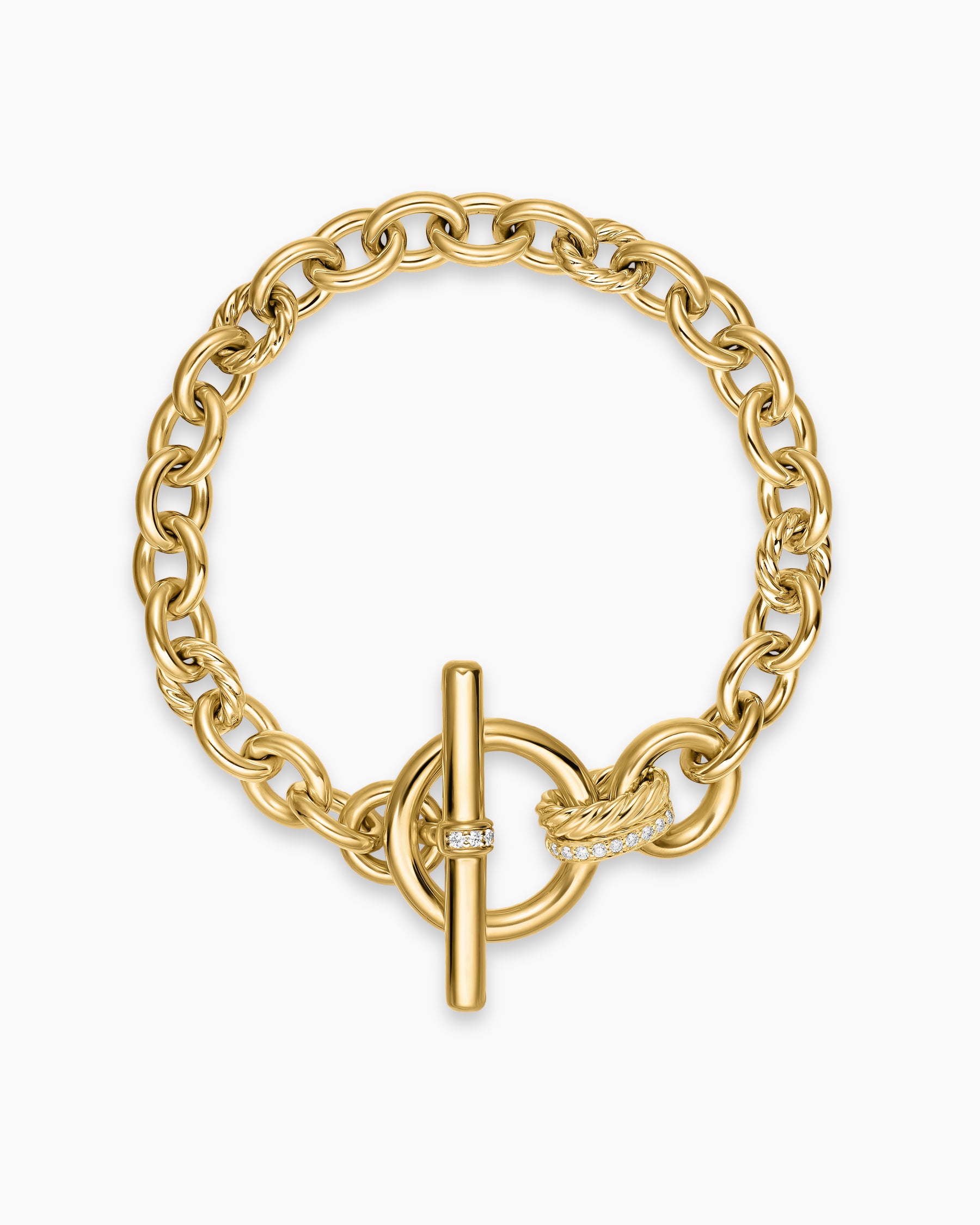 Alternative view of DY Mercer Toggle Chain Bracelet in 18K Yellow Gold with Diamonds, 8mm