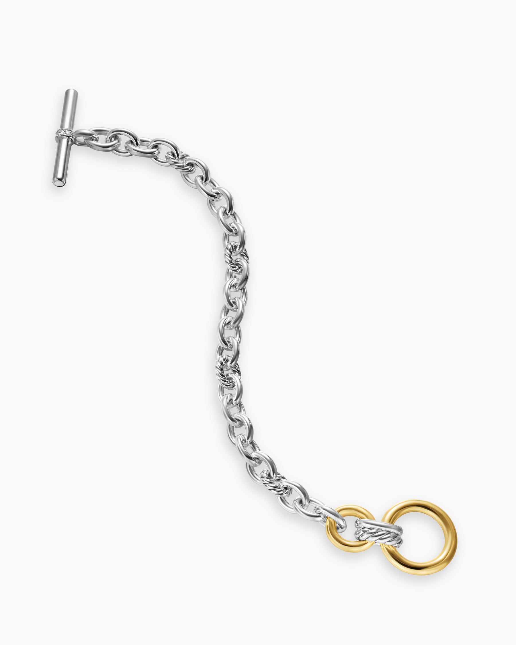 DY Mercer Toggle Chain Bracelet in Sterling Silver with 18K Yellow Gold and Diamonds, 8mm - Image 3