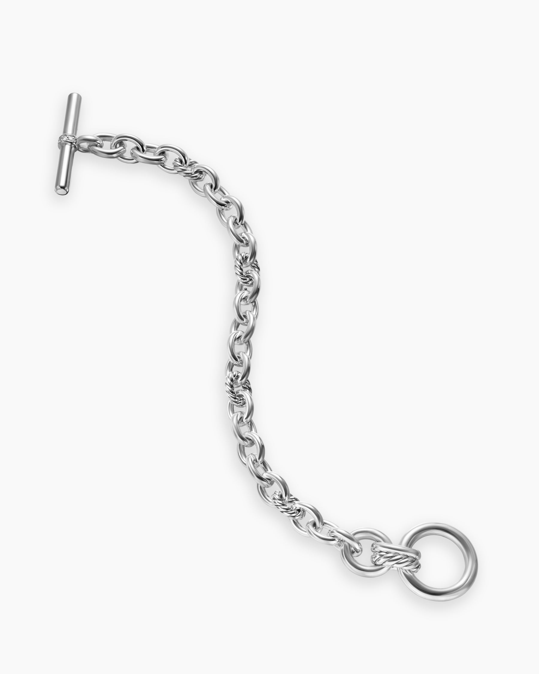 DY Mercer Toggle Chain Bracelet in Sterling Silver with Diamonds, 8mm - Image 3