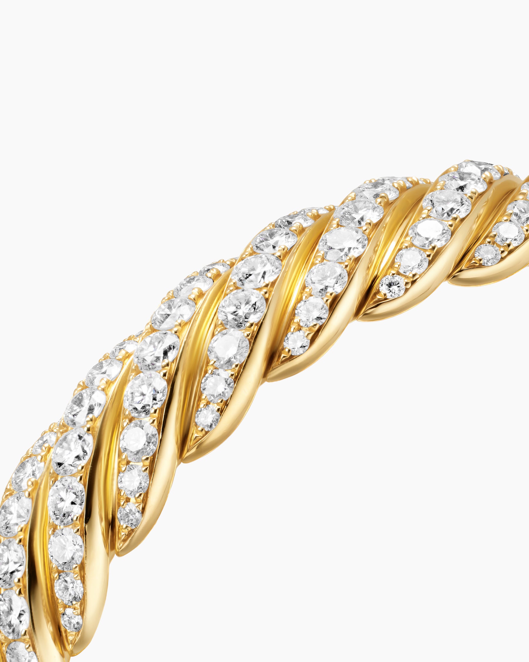 Sculpted Cable Flex Bracelet in 18K Yellow Gold with Diamonds, 11mm - Image 5