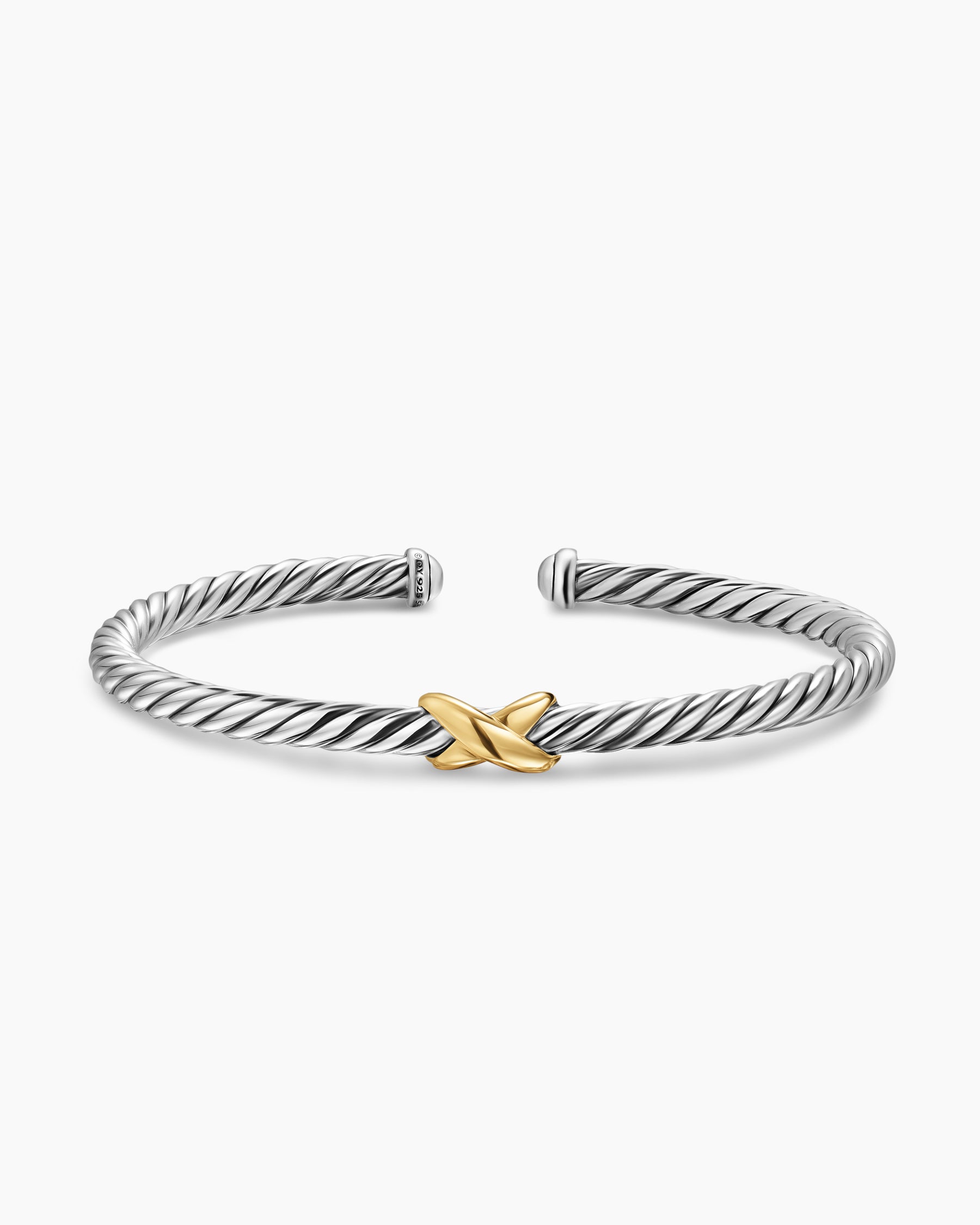 Cable Flex X Station Bracelet in Sterling Silver with 14K Yellow Gold, 4mm - Image 4