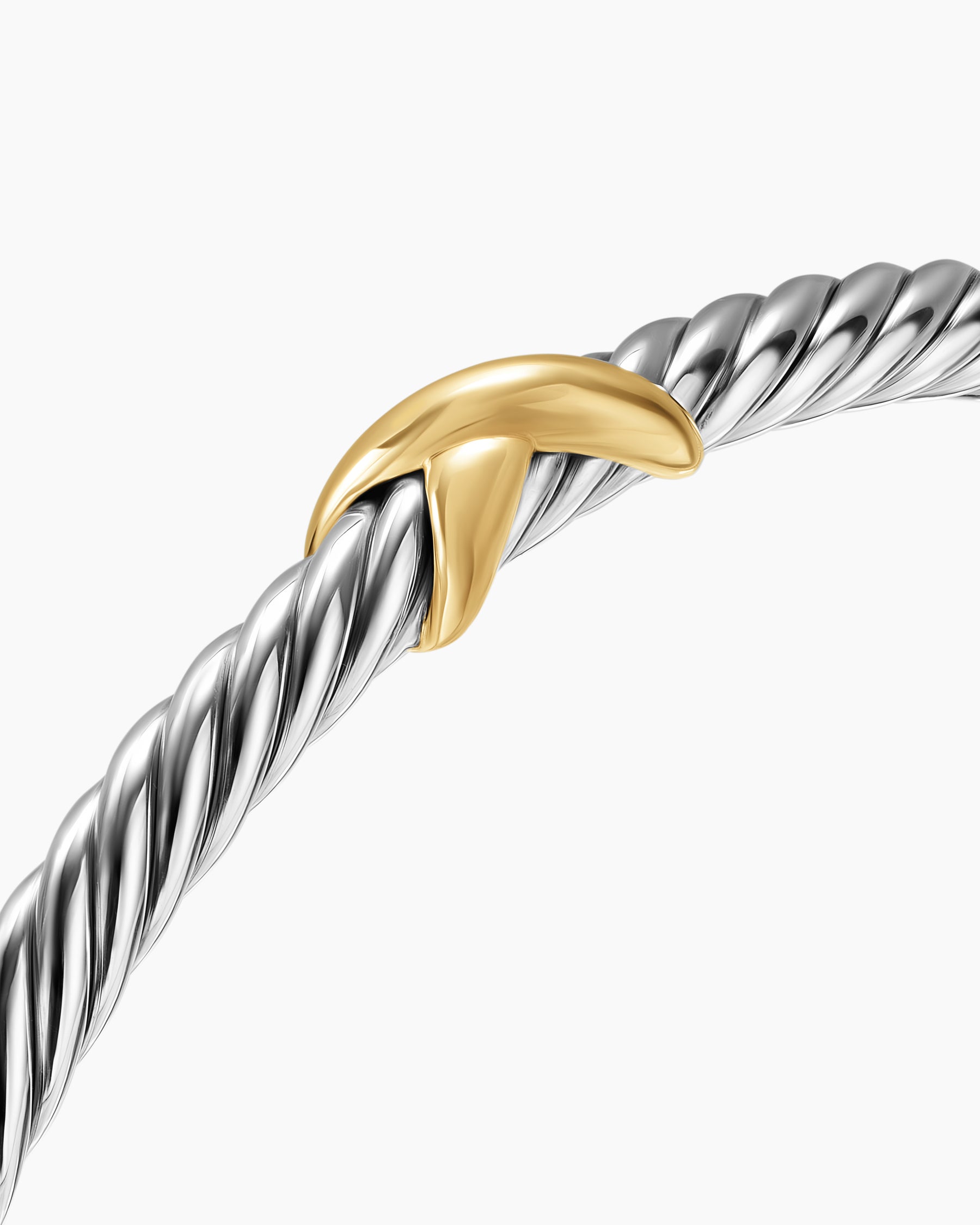 Cable Flex X Station Bracelet in Sterling Silver with 14K Yellow Gold, 4mm - Image 5