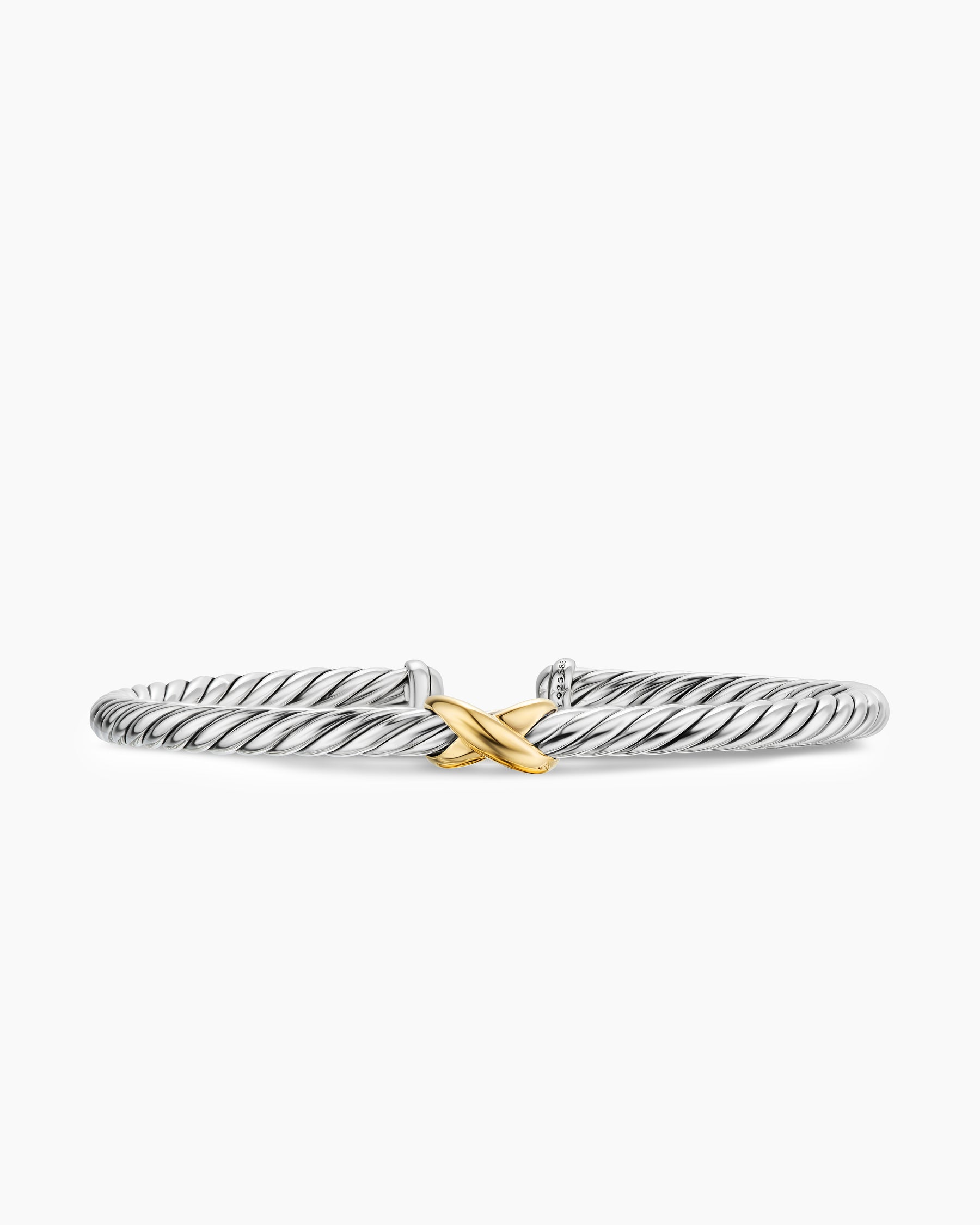 Cable Flex X Station Bracelet in Sterling Silver with 14K Yellow Gold, 4mm