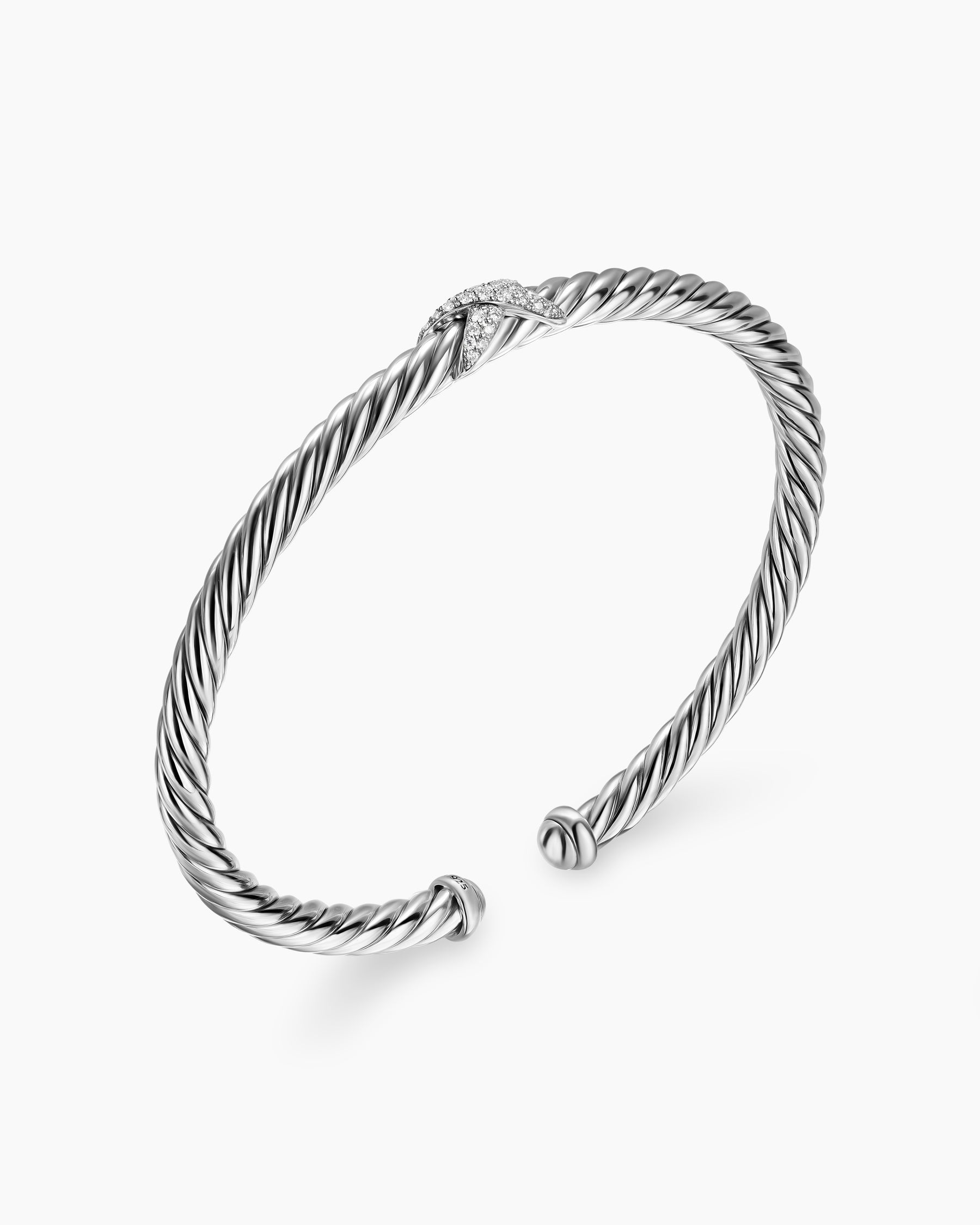 Cable Flex X Station Bracelet in Sterling Silver with Diamonds, 4mm - Image 3