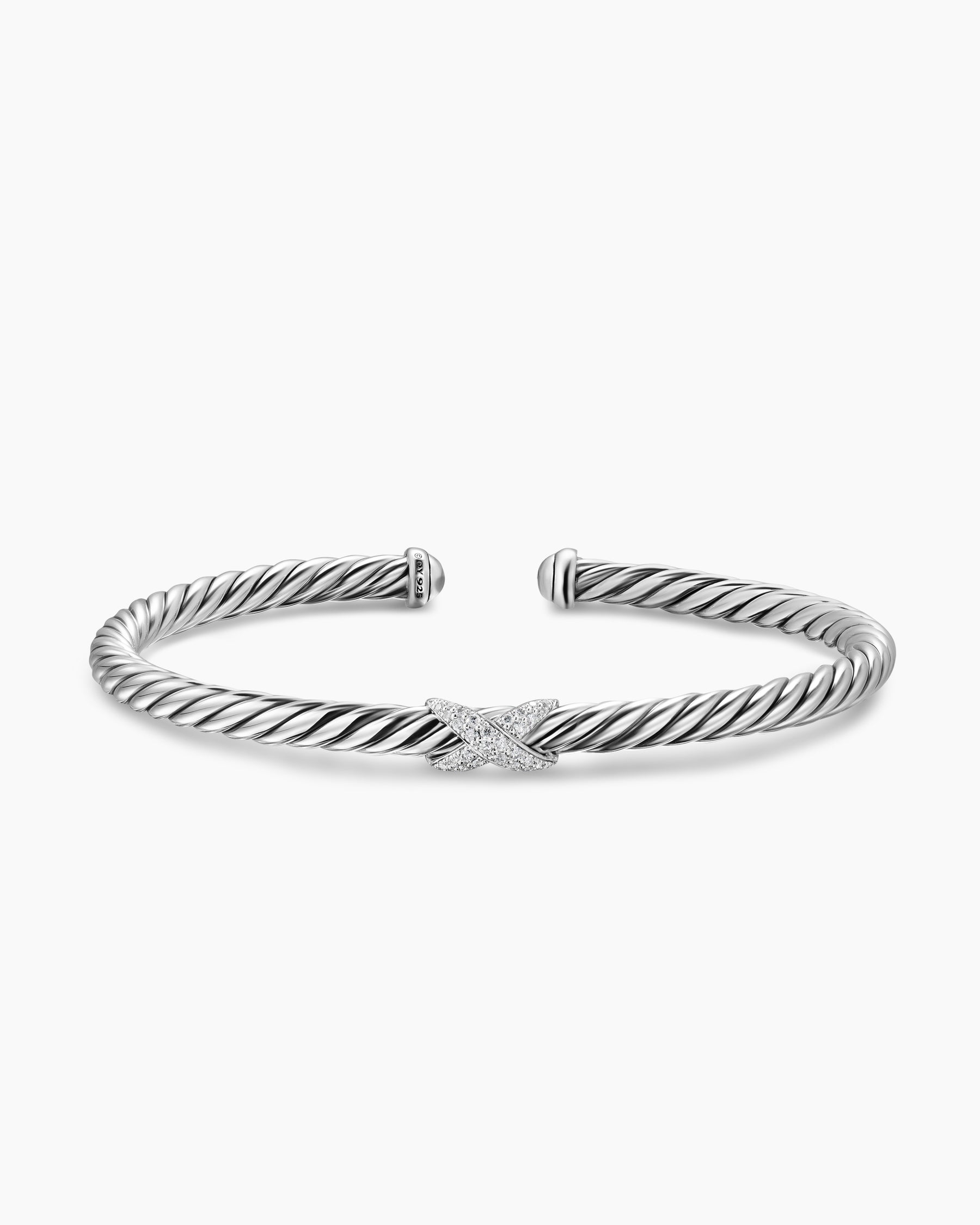 Cable Flex X Station Bracelet in Sterling Silver with Diamonds, 4mm - Image 4
