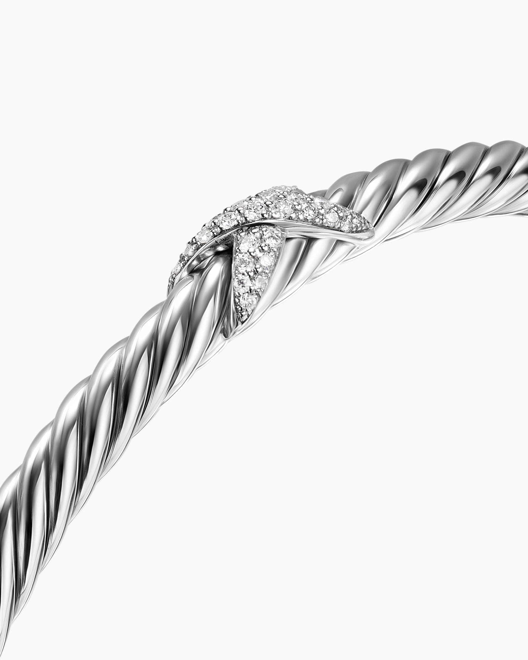 Cable Flex X Station Bracelet in Sterling Silver with Diamonds, 4mm - Image 5