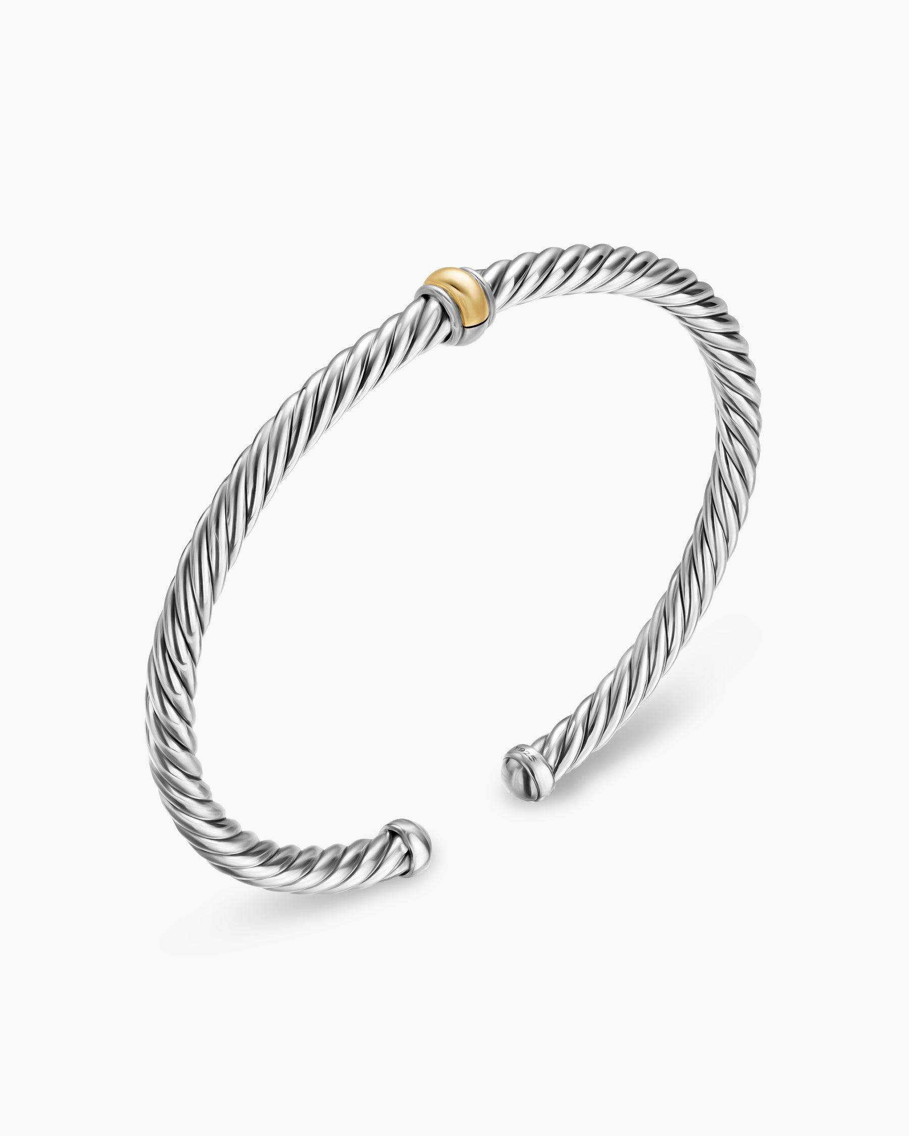 Alternative view of Cable Flex Station Bracelet in Sterling Silver with 14K Yellow Gold, 4mm