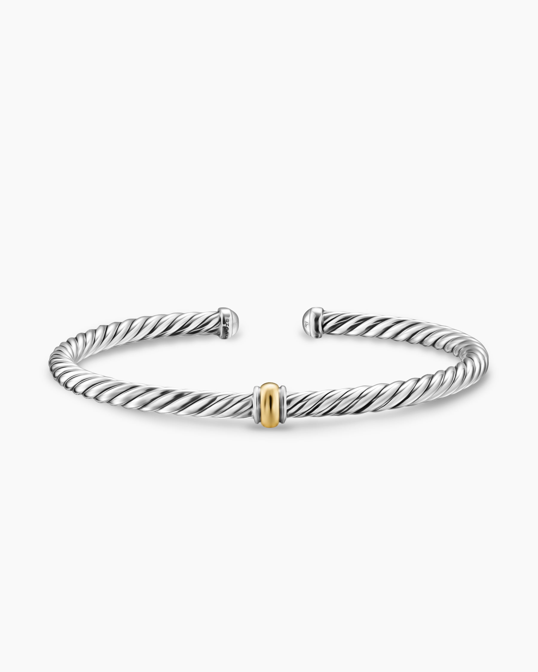 Cable Flex Station Bracelet in Sterling Silver with 14K Yellow Gold, 4mm - Image 3