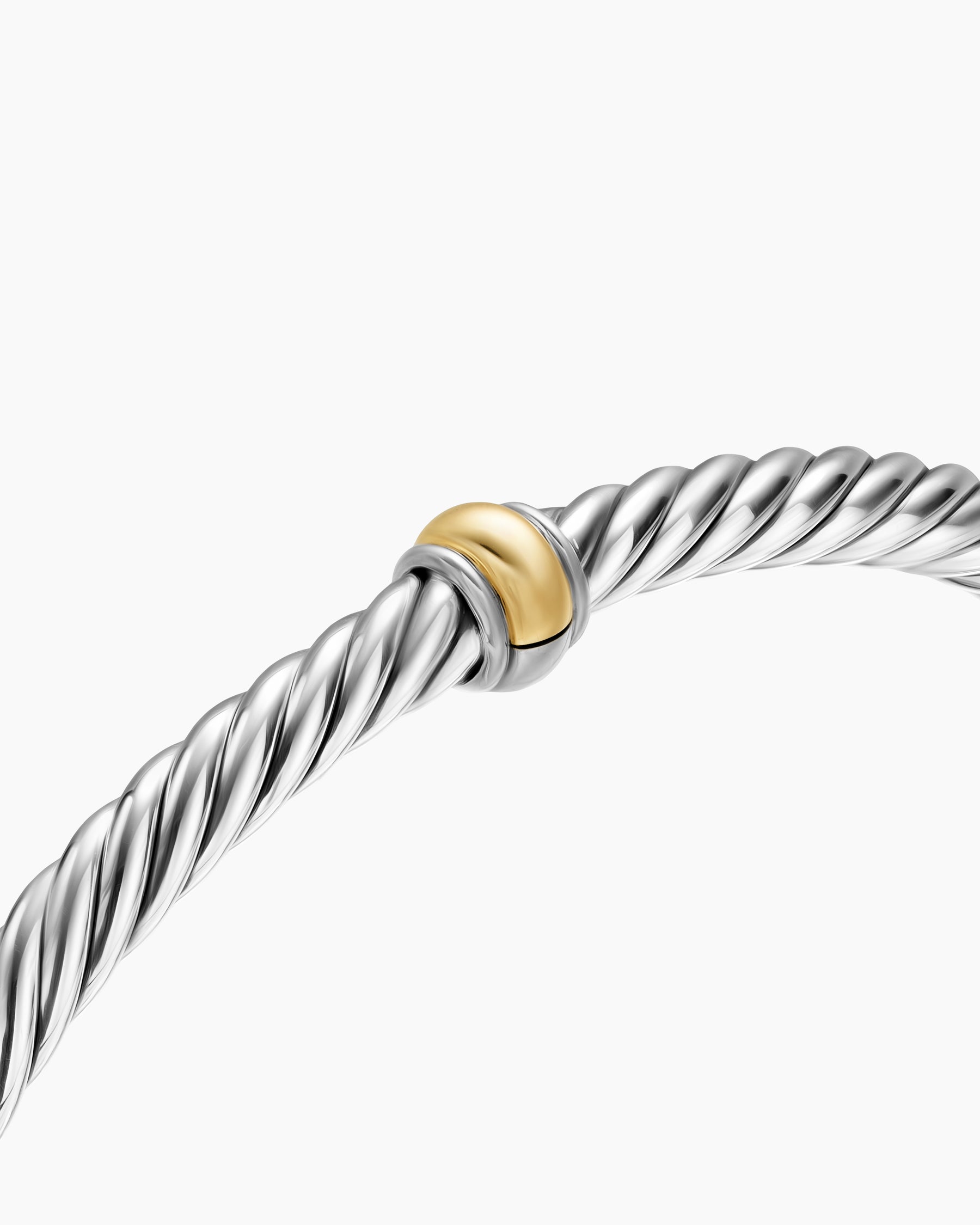 Cable Flex Station Bracelet in Sterling Silver with 14K Yellow Gold, 4mm - Image 4