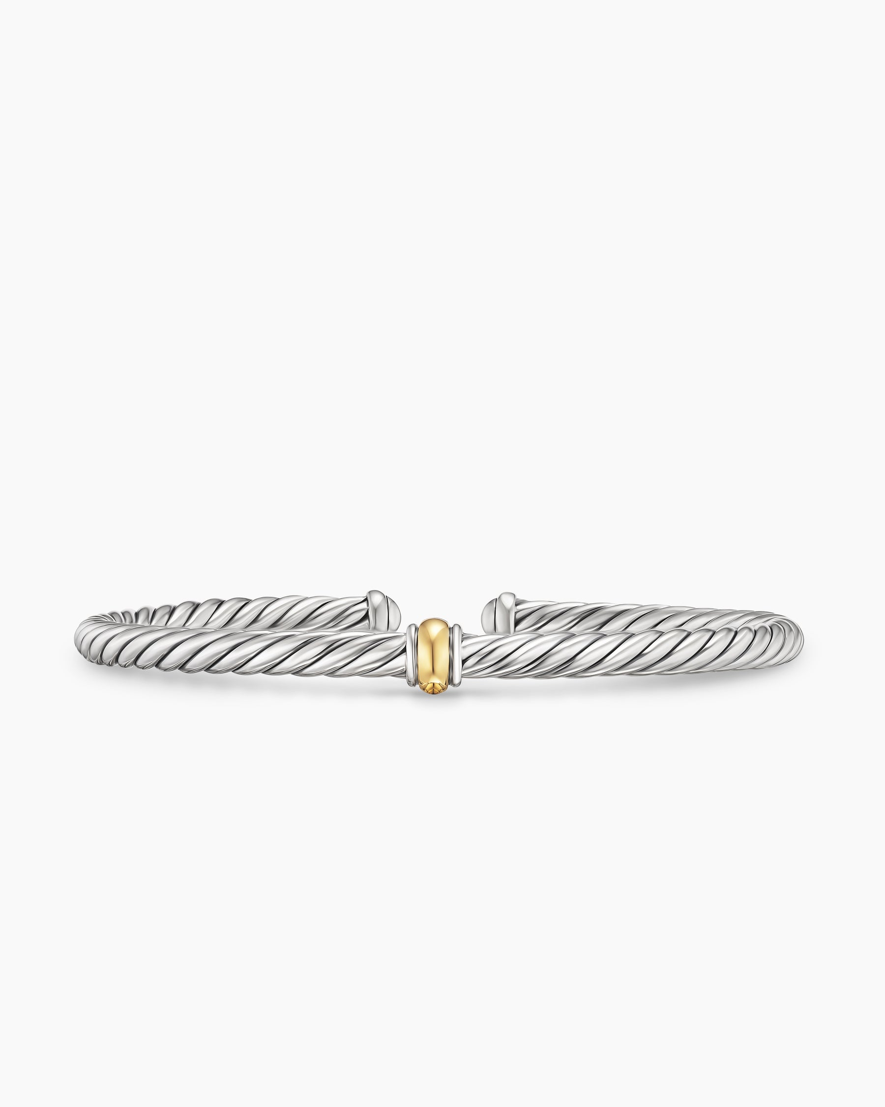 Cable Flex Station Bracelet in Sterling Silver with 14K Yellow Gold, 4mm