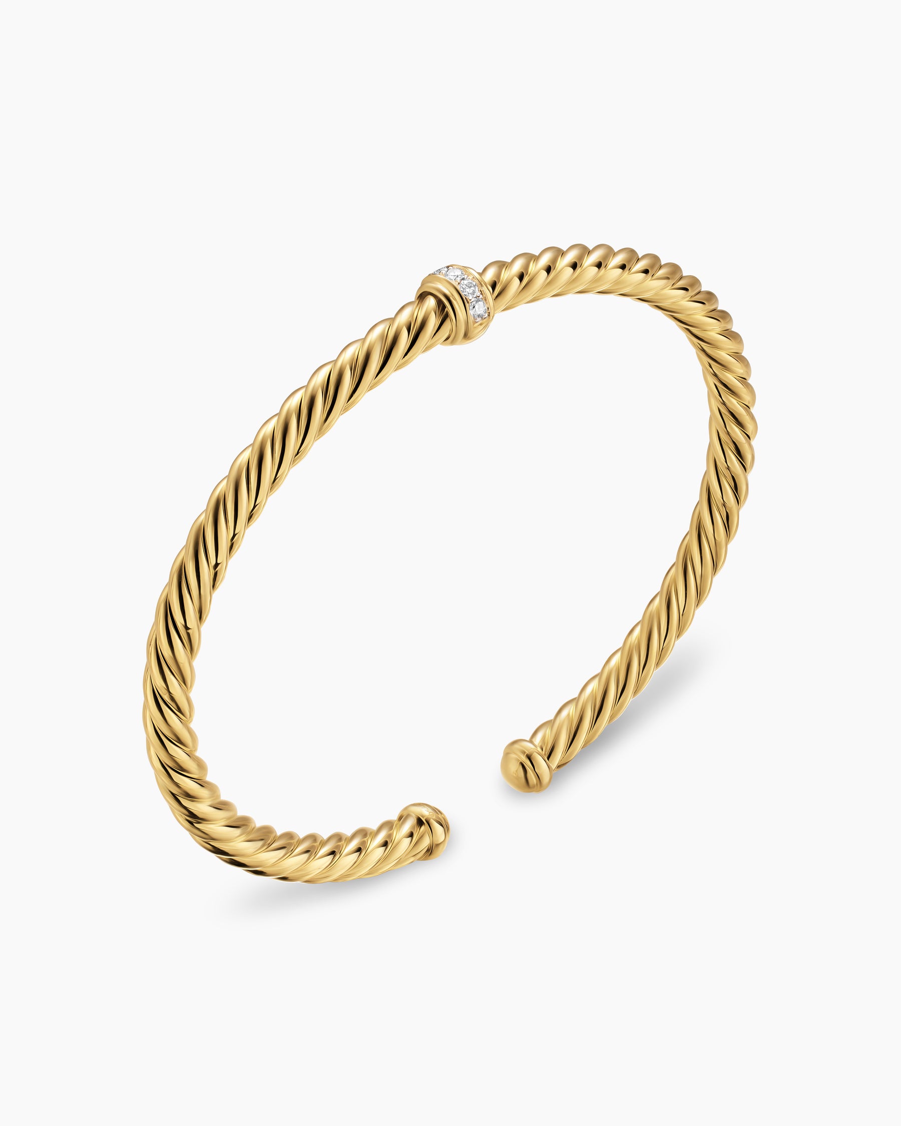 Cablespira Flex Station Bracelet in 18K Yellow Gold with Diamonds, 4mm - Image 3