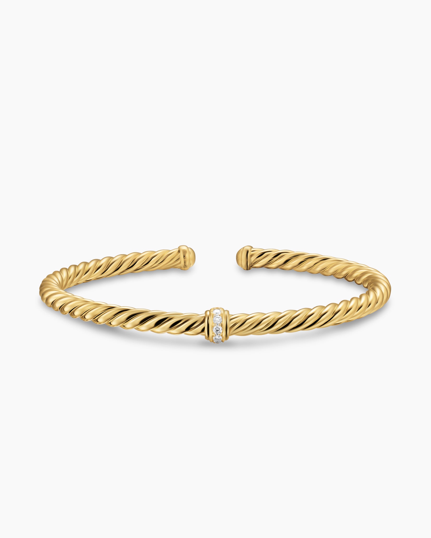 Cablespira Flex Station Bracelet in 18K Yellow Gold with Diamonds, 4mm - Image 4