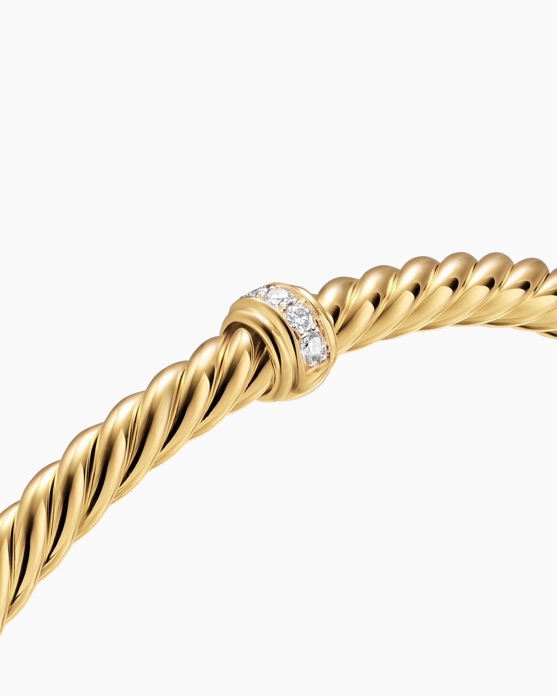 Cablespira Flex Station Bracelet in 18K Yellow Gold with Diamonds, 4mm - Image 5