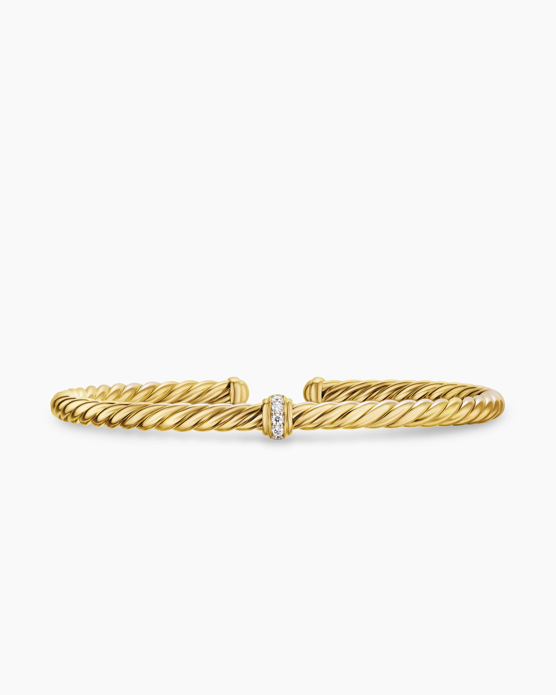 Cablespira Flex Station Bracelet in 18K Yellow Gold with Diamonds, 4mm