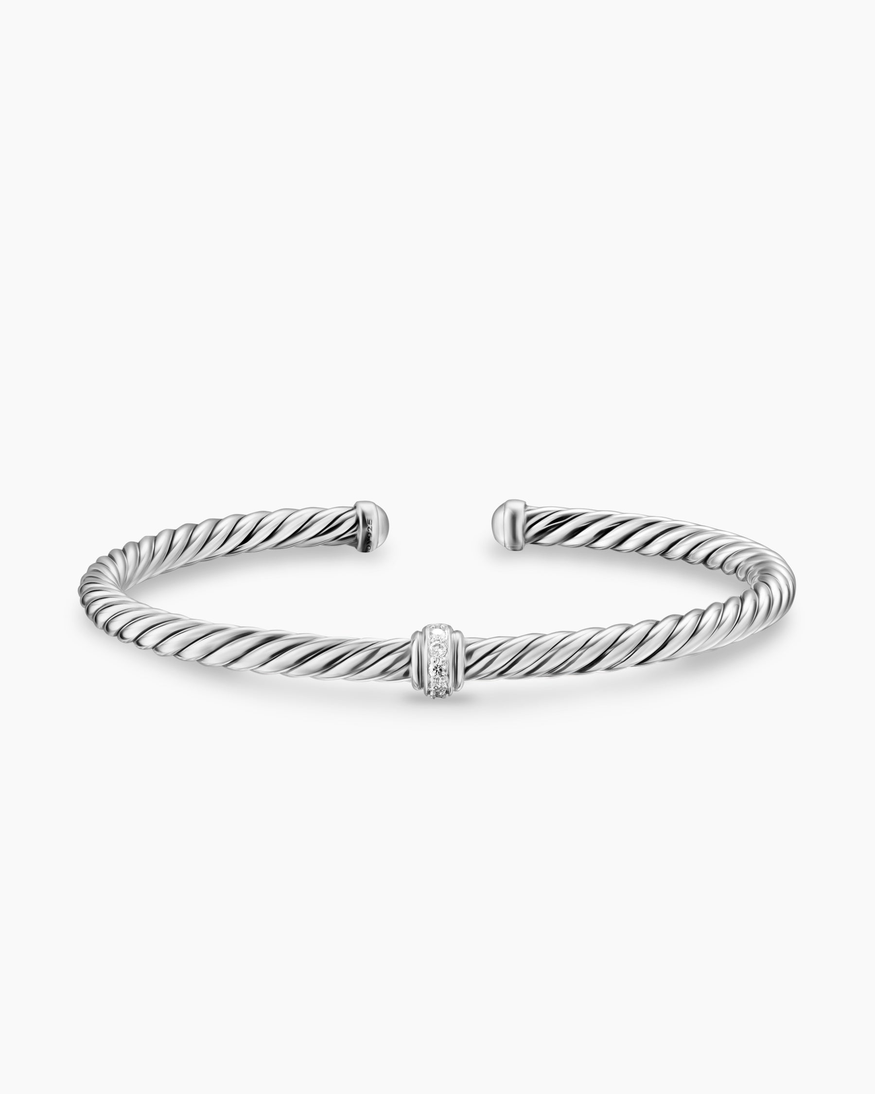 Cable Flex Station Bracelet in Sterling Silver with Diamonds, 4mm - Image 3