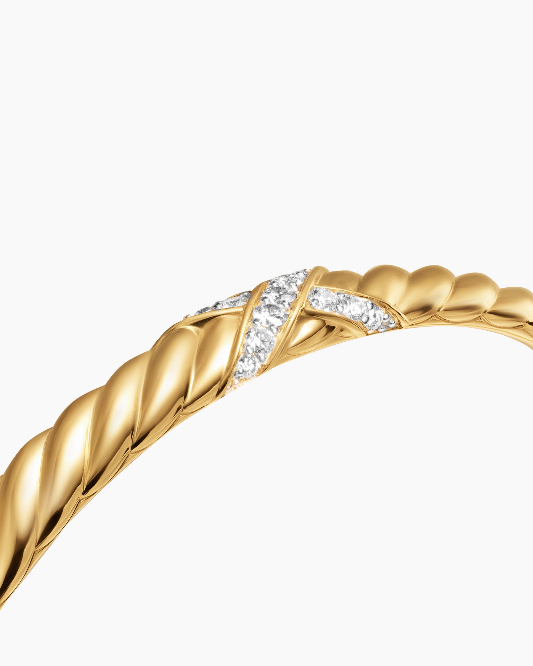 Sculpted Cable X Center Station Bracelet in 18K Yellow Gold with Diamonds, 6.2mm - Image 5