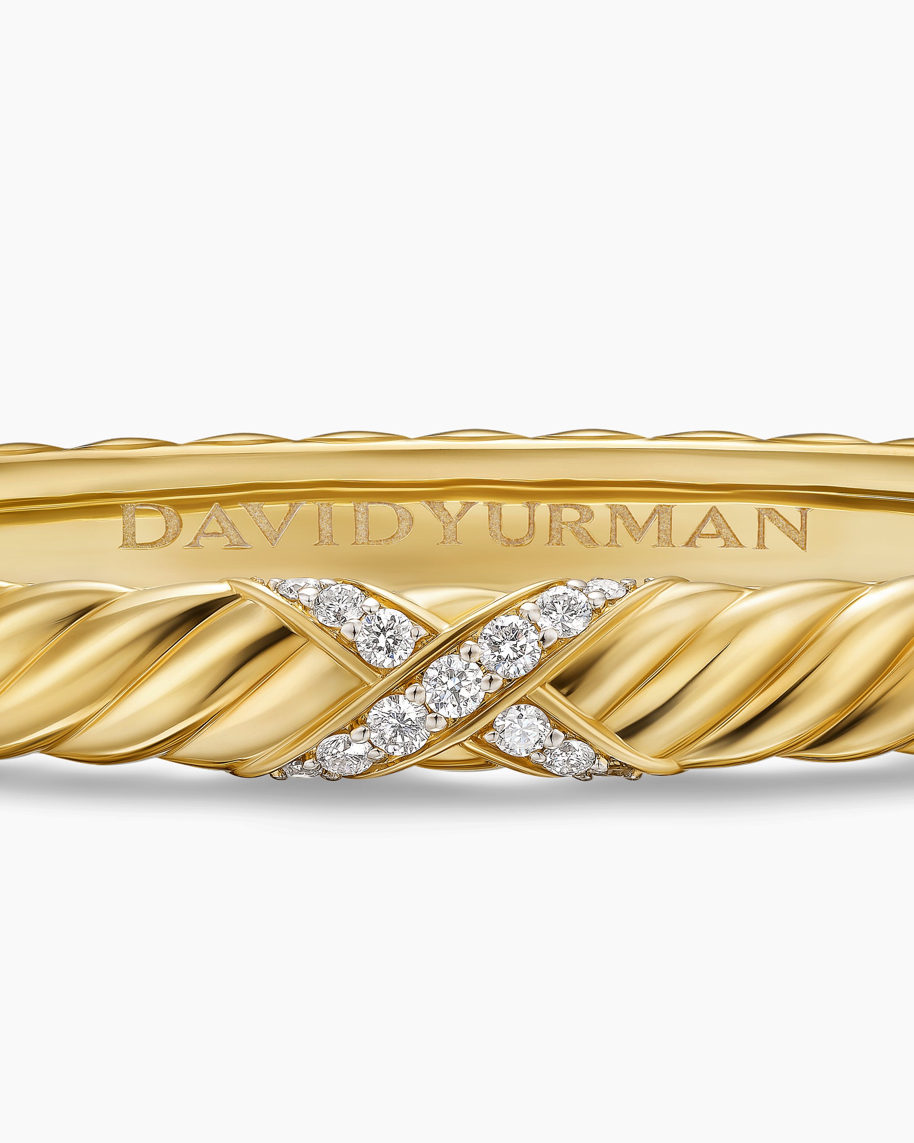 Sculpted Cable X Center Station Bracelet in 18K Yellow Gold with Diamonds, 6.2mm - Image 6