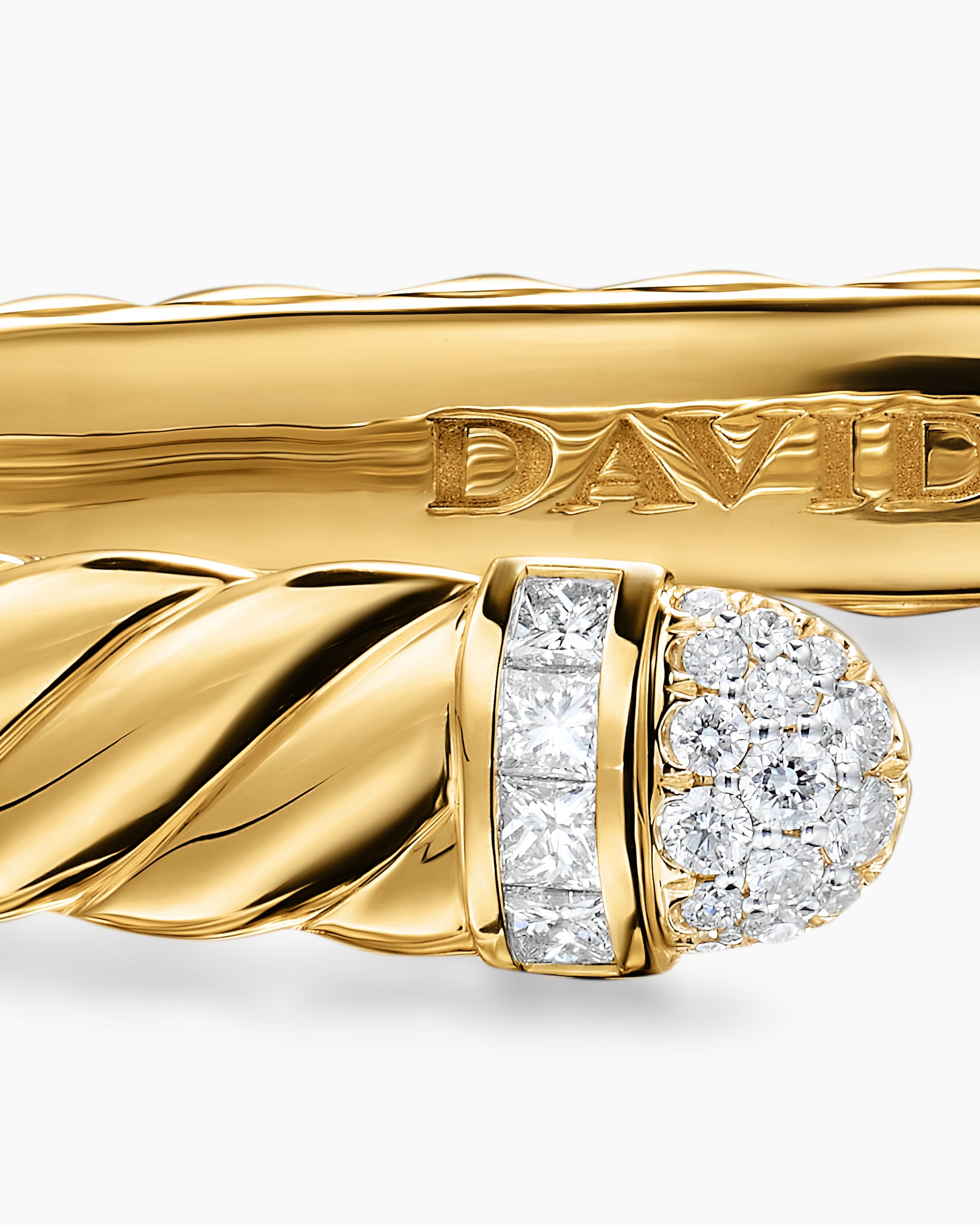 Sculpted Cable Cuff Bracelet in 18K Yellow Gold with Pavé Diamond Domes, 6.2mm - Image 5