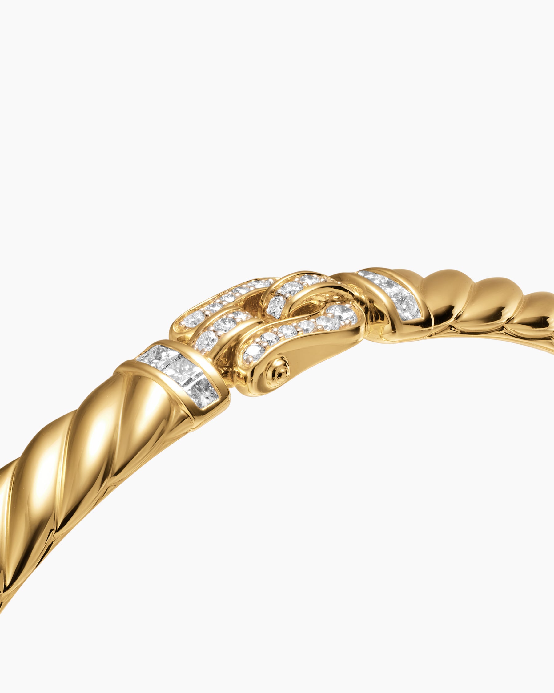 Sculpted Cable Buckle Bracelet in 18K Yellow Gold with Diamonds, 6.2mm - Image 5