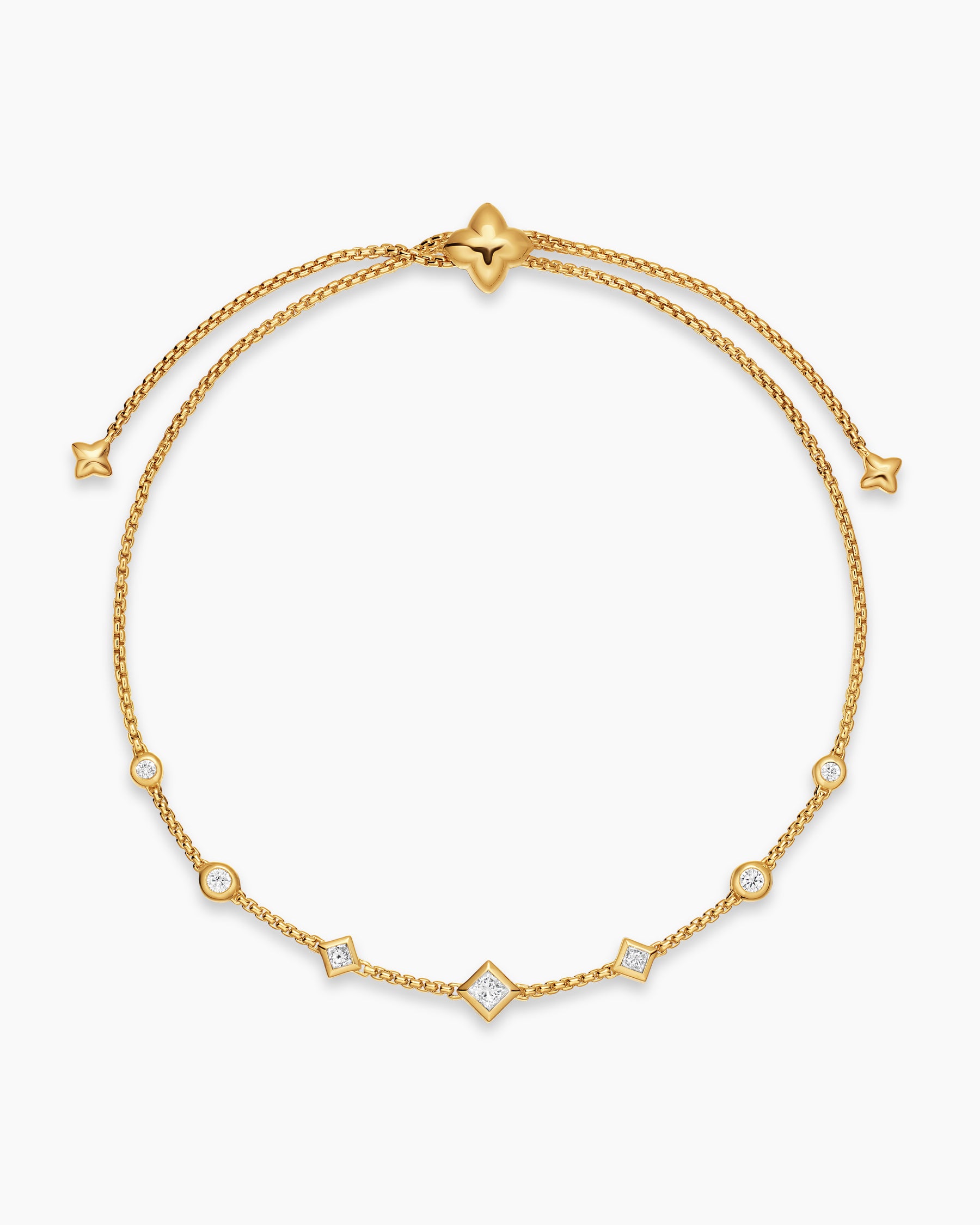 Petite Modern Renaissance Station Chain Bracelet in 18K Yellow Gold with Diamonds, 7.5mm - Image 3