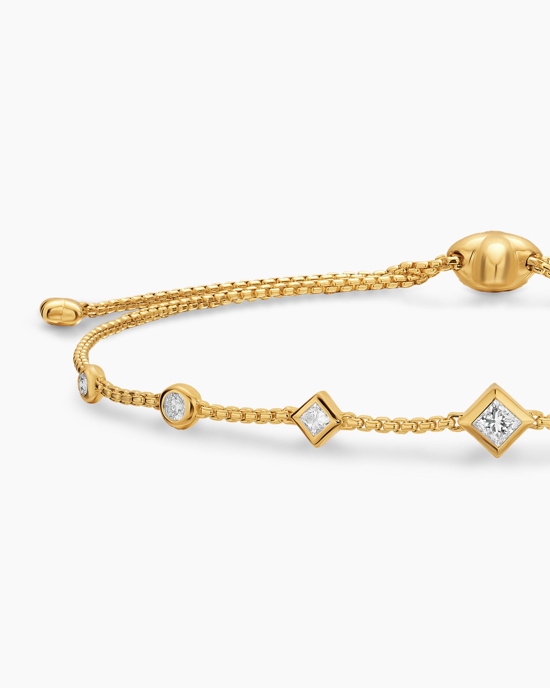 Petite Modern Renaissance Station Chain Bracelet in 18K Yellow Gold with Diamonds, 7.5mm - Image 5