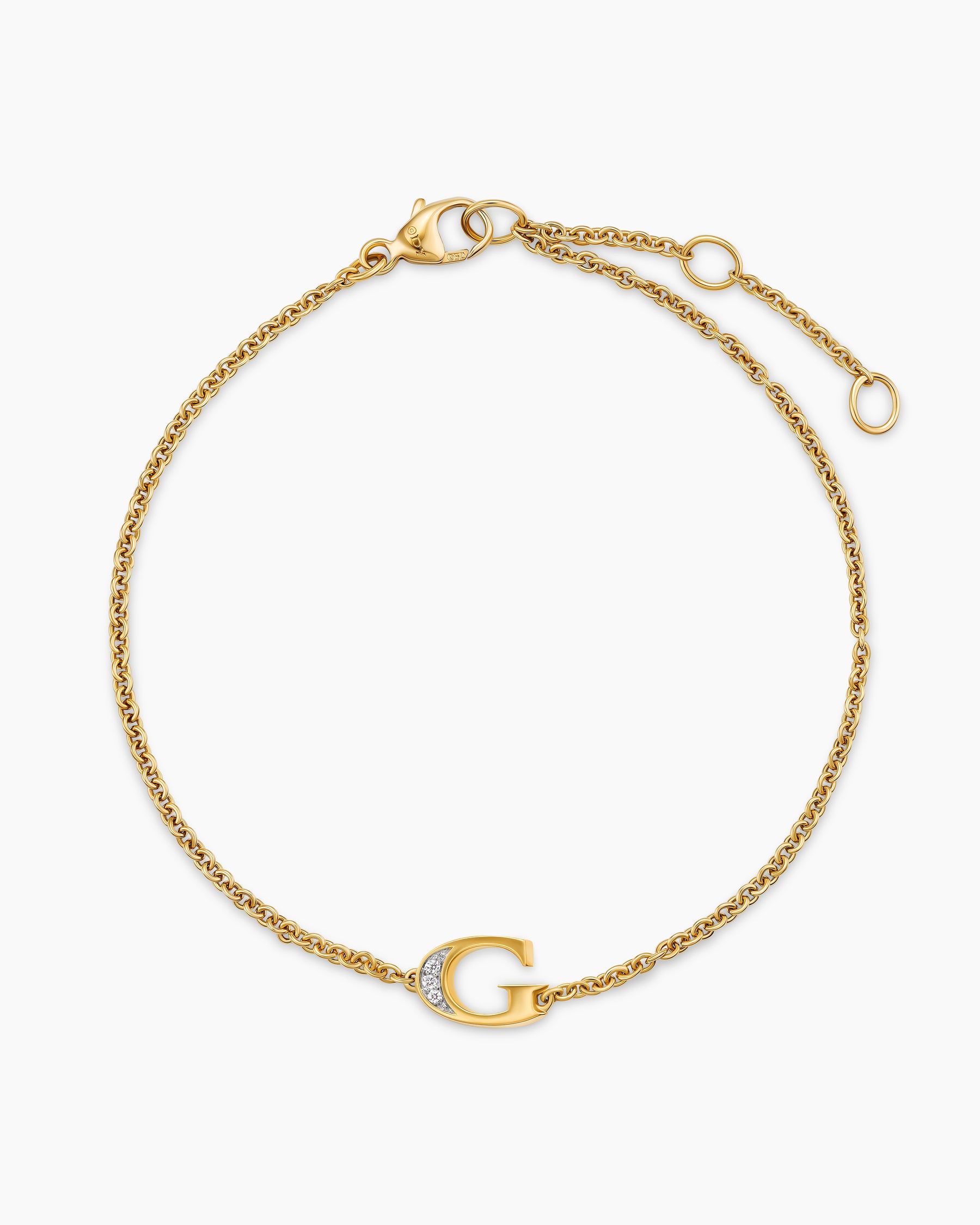 Petite Pavé Initial Chain Bracelet in 18K Yellow Gold with Diamond G - Image 3