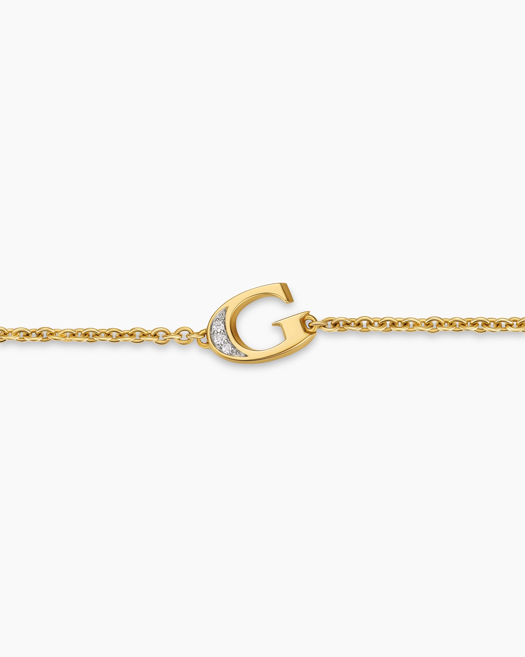 Petite Pavé Initial Chain Bracelet in 18K Yellow Gold with Diamond G - Image 4