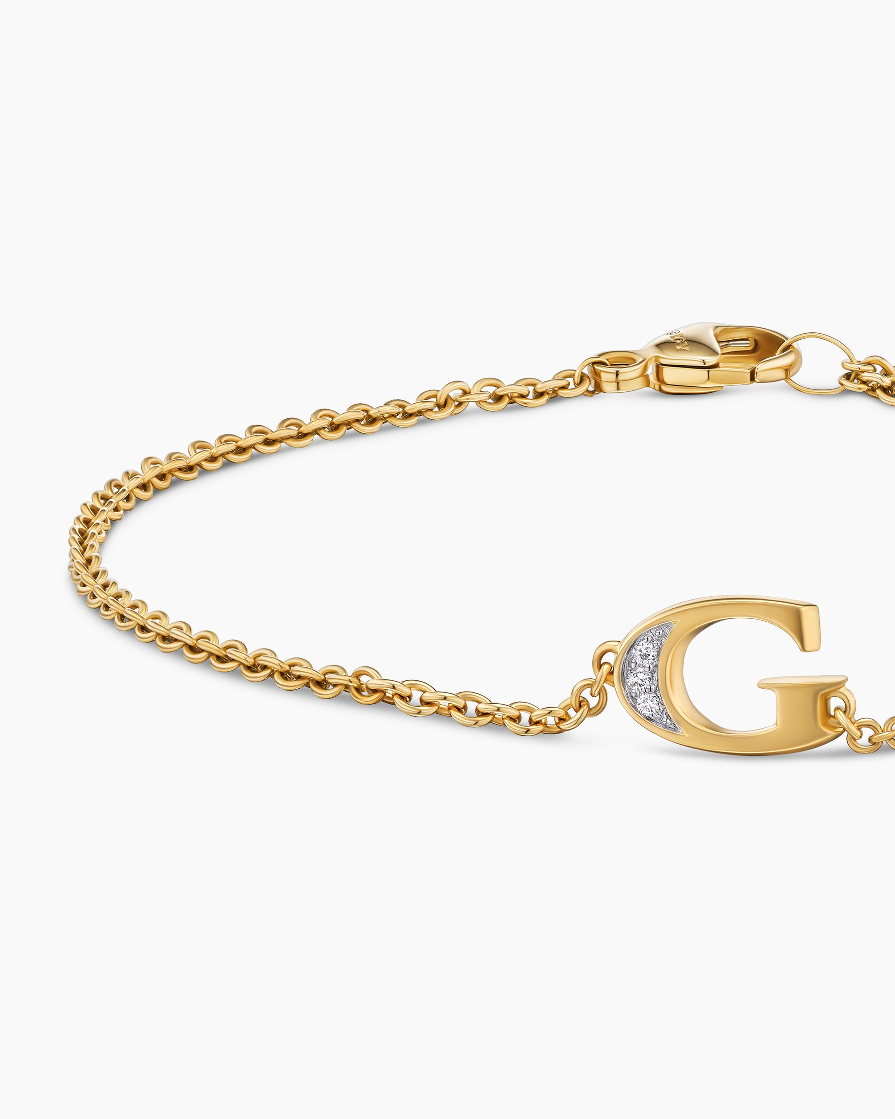 Petite Pavé Initial Chain Bracelet in 18K Yellow Gold with Diamond G - Image 5