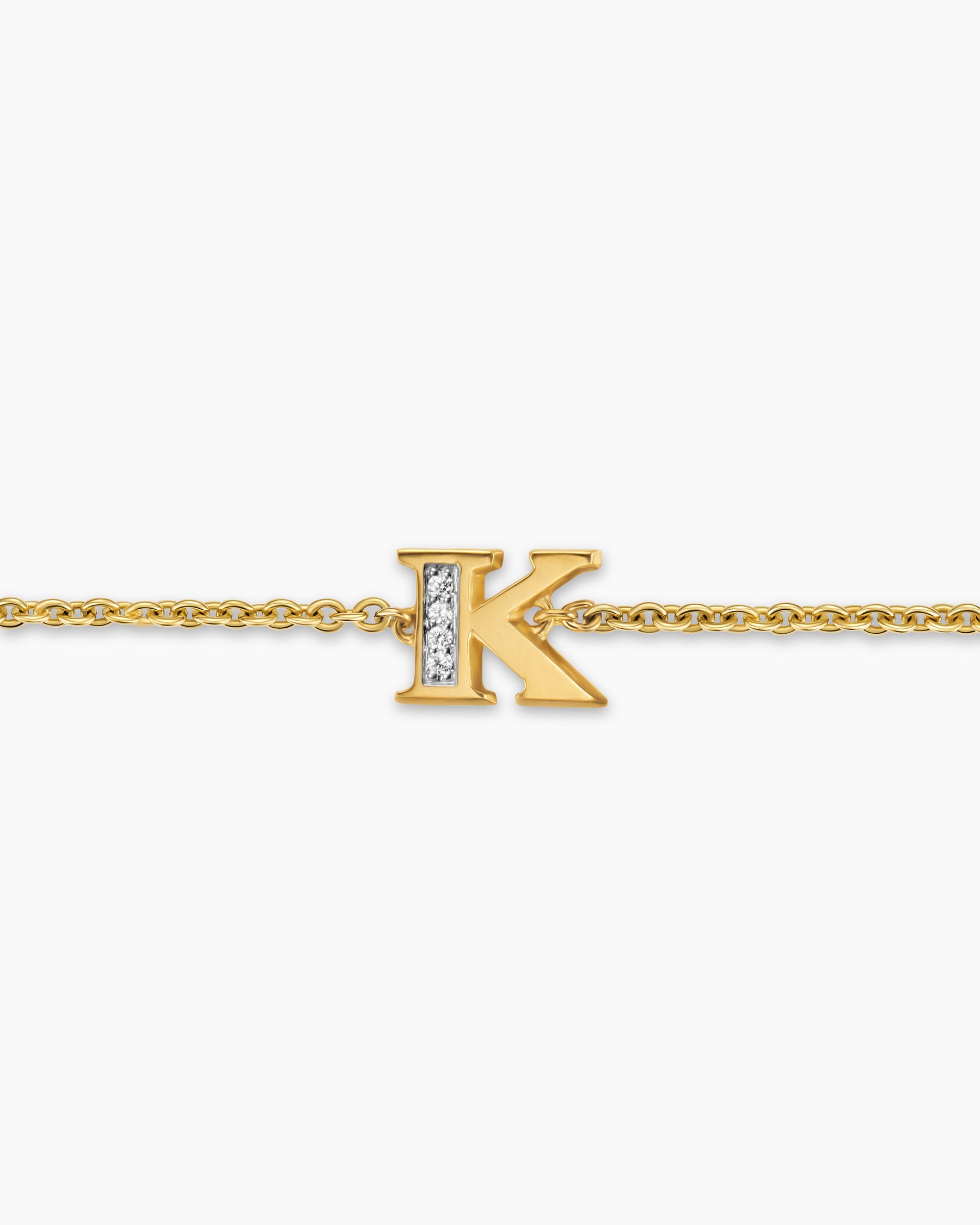 Petite Pavé Initial Chain Bracelet in 18K Yellow Gold with Diamond K - Image 4