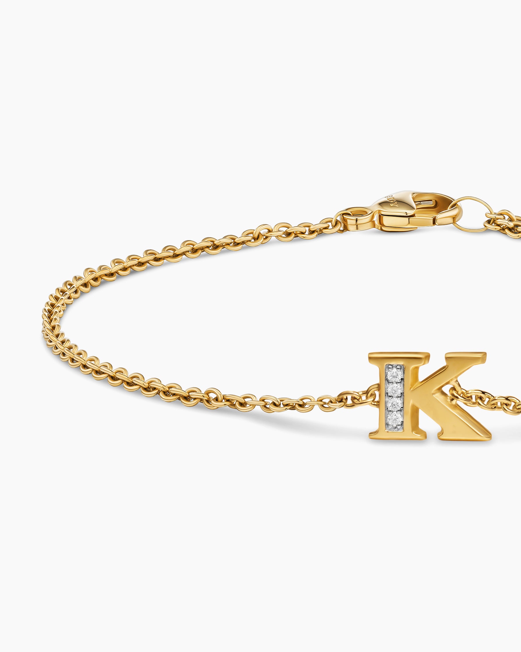 Petite Pavé Initial Chain Bracelet in 18K Yellow Gold with Diamond K - Image 5