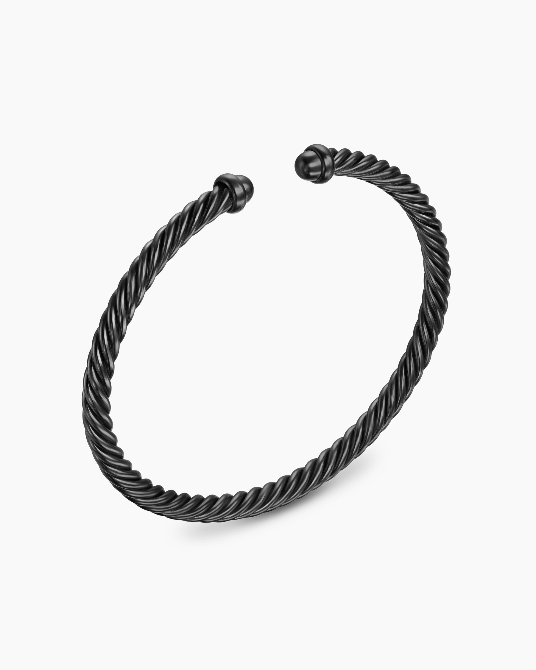 Classic Cable Bracelet in Black Aluminum, 4mm - Image 3