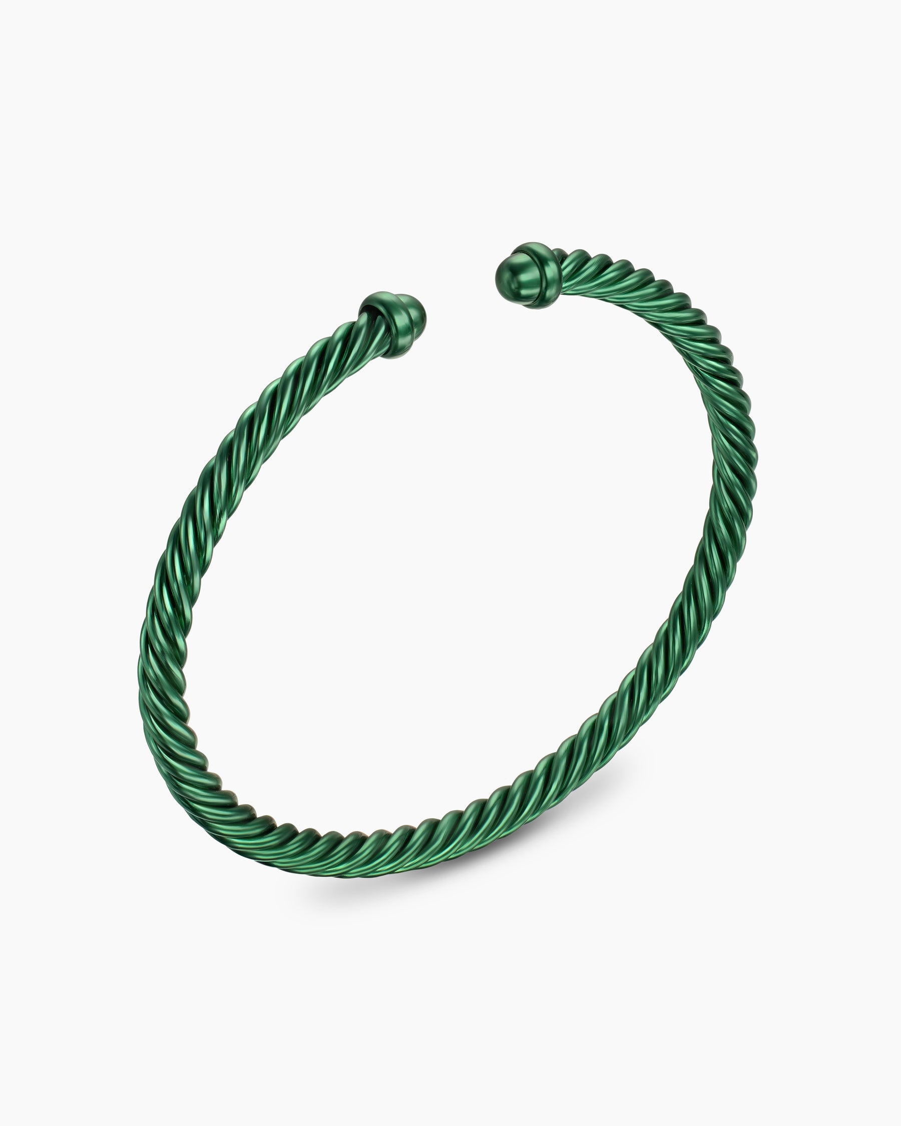 Classic Cable Bracelet in Green Aluminum, 4mm - Image 3