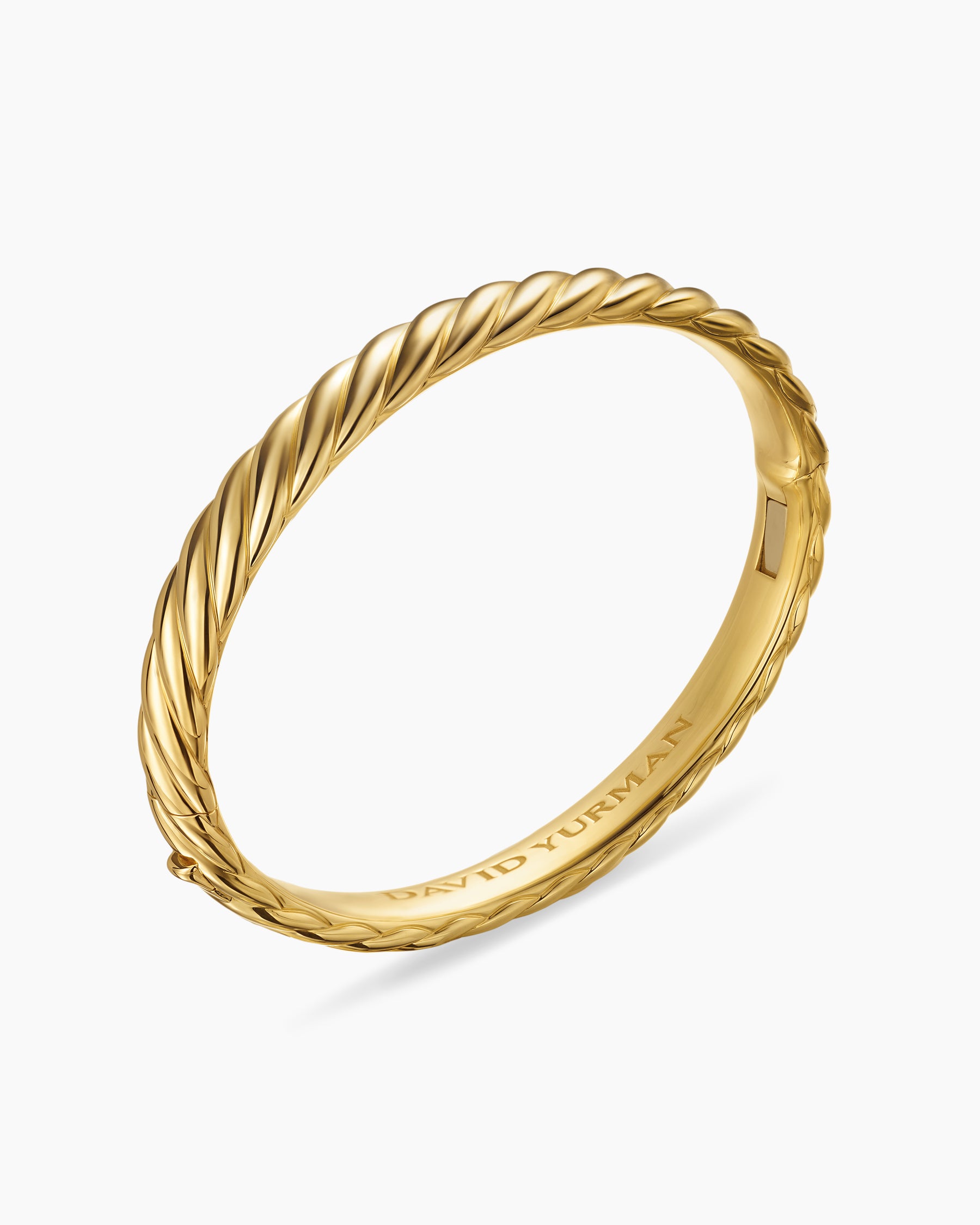 Sculpted Cable Bangle Bracelet in 18K Yellow Gold, 8mm - Image 3