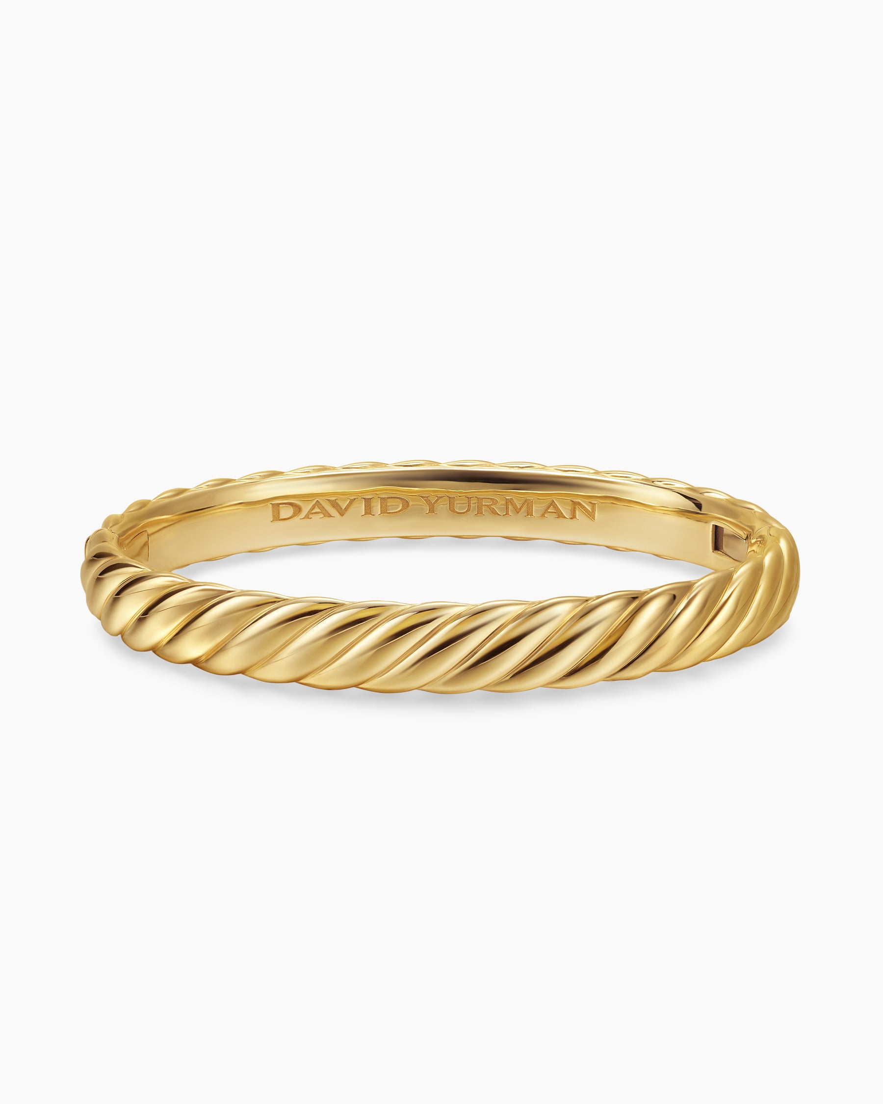 Sculpted Cable Bangle Bracelet in 18K Yellow Gold, 8mm - Image 4