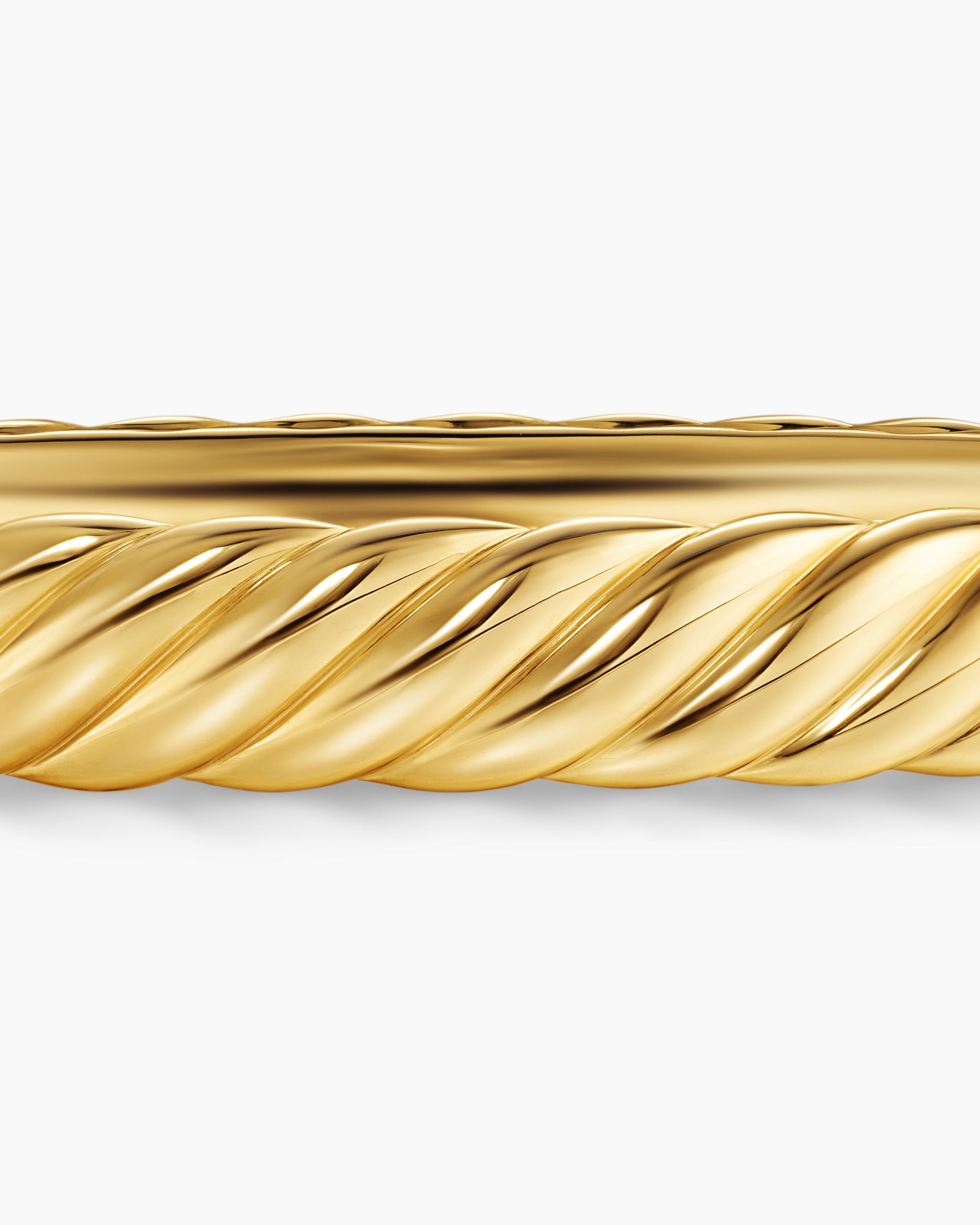 Sculpted Cable Bangle Bracelet in 18K Yellow Gold, 8mm - Image 6