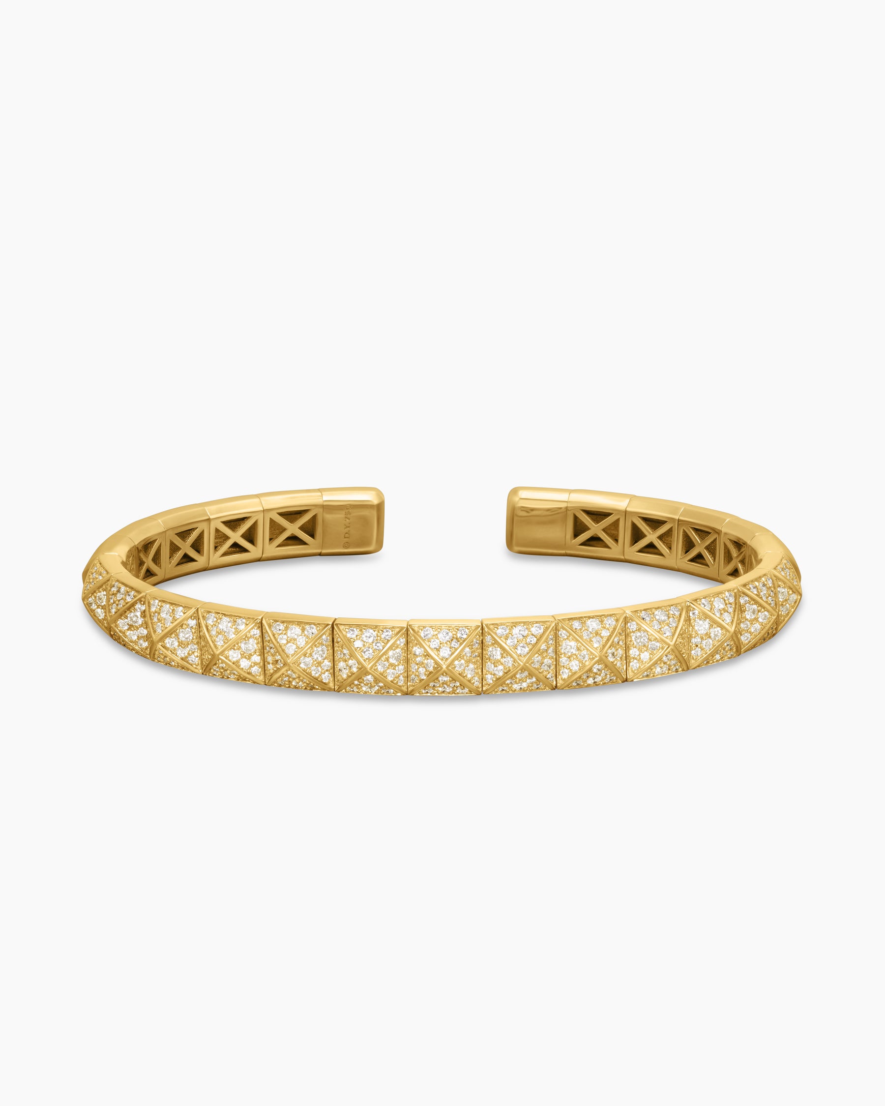 Pyramid Bangle Bracelet in 18K Yellow Gold with Diamonds, 6.5mm - Image 4