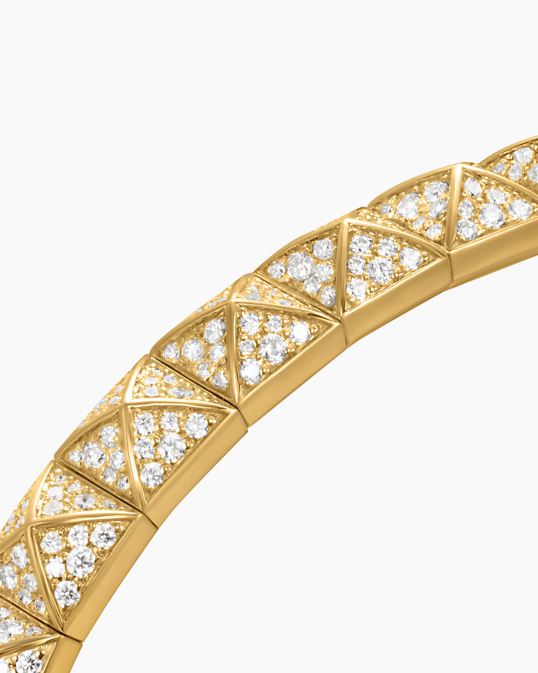 Pyramid Bangle Bracelet in 18K Yellow Gold with Diamonds, 6.5mm - Image 5