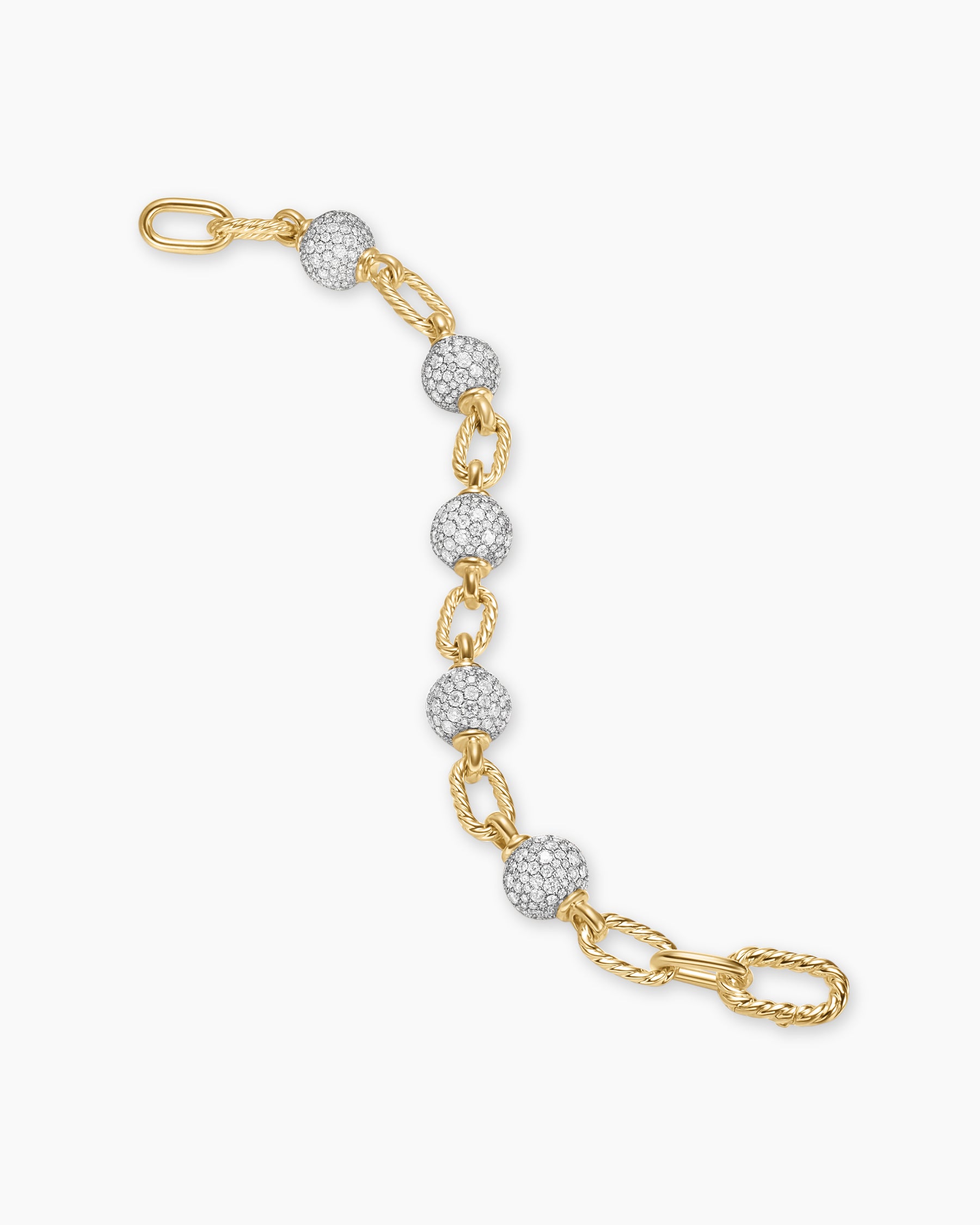 DY Madison Pavé Bead Chain Bracelet in 18K Yellow Gold with Diamonds, 8.5mm - Image 4