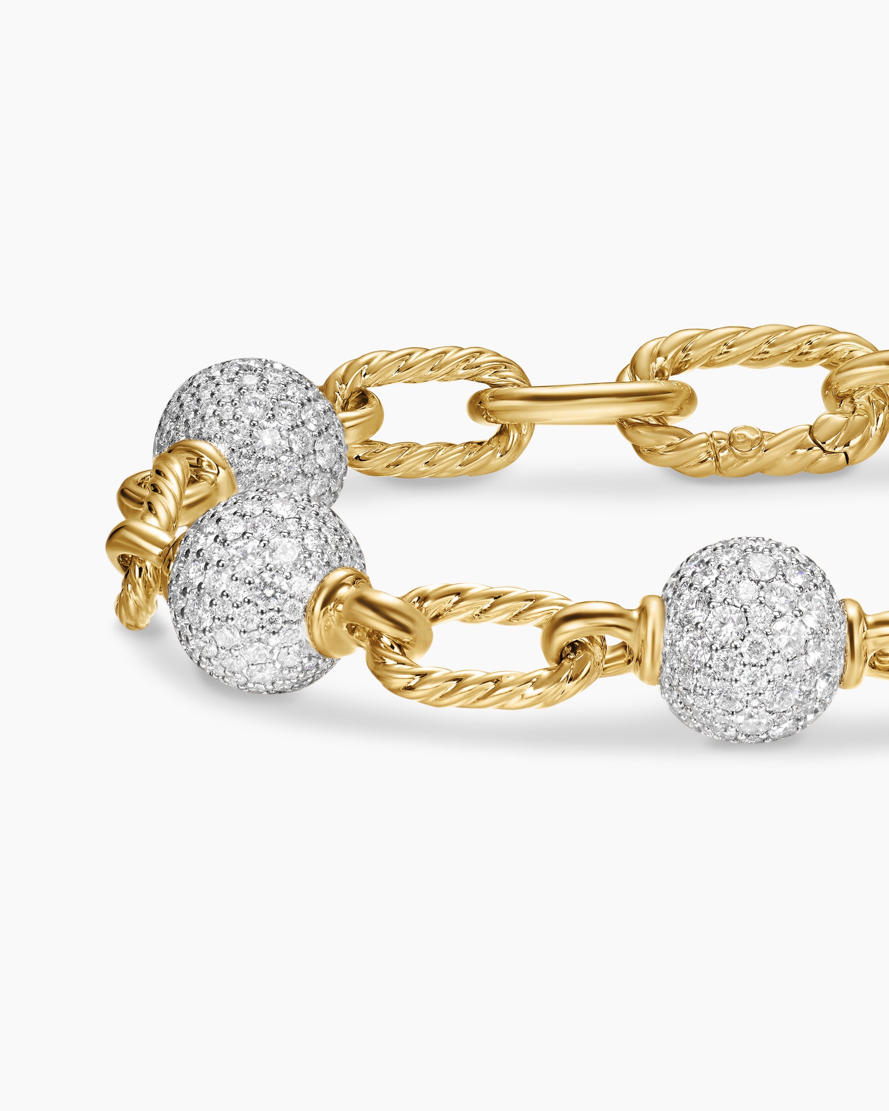 DY Madison Pavé Bead Chain Bracelet in 18K Yellow Gold with Diamonds, 8.5mm - Image 5